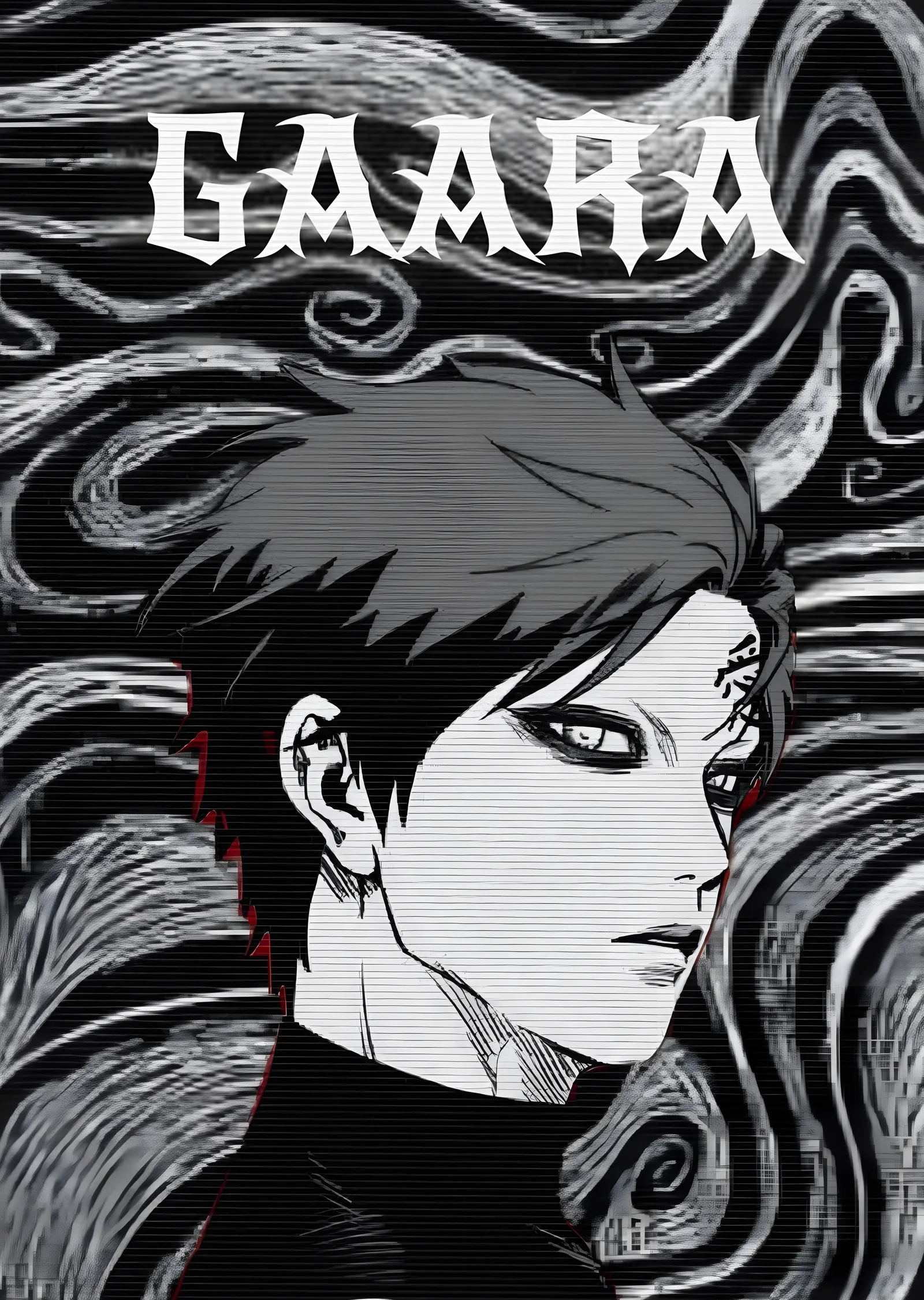Gaara - Siyah Beyaz Manga Portresi metal tablo