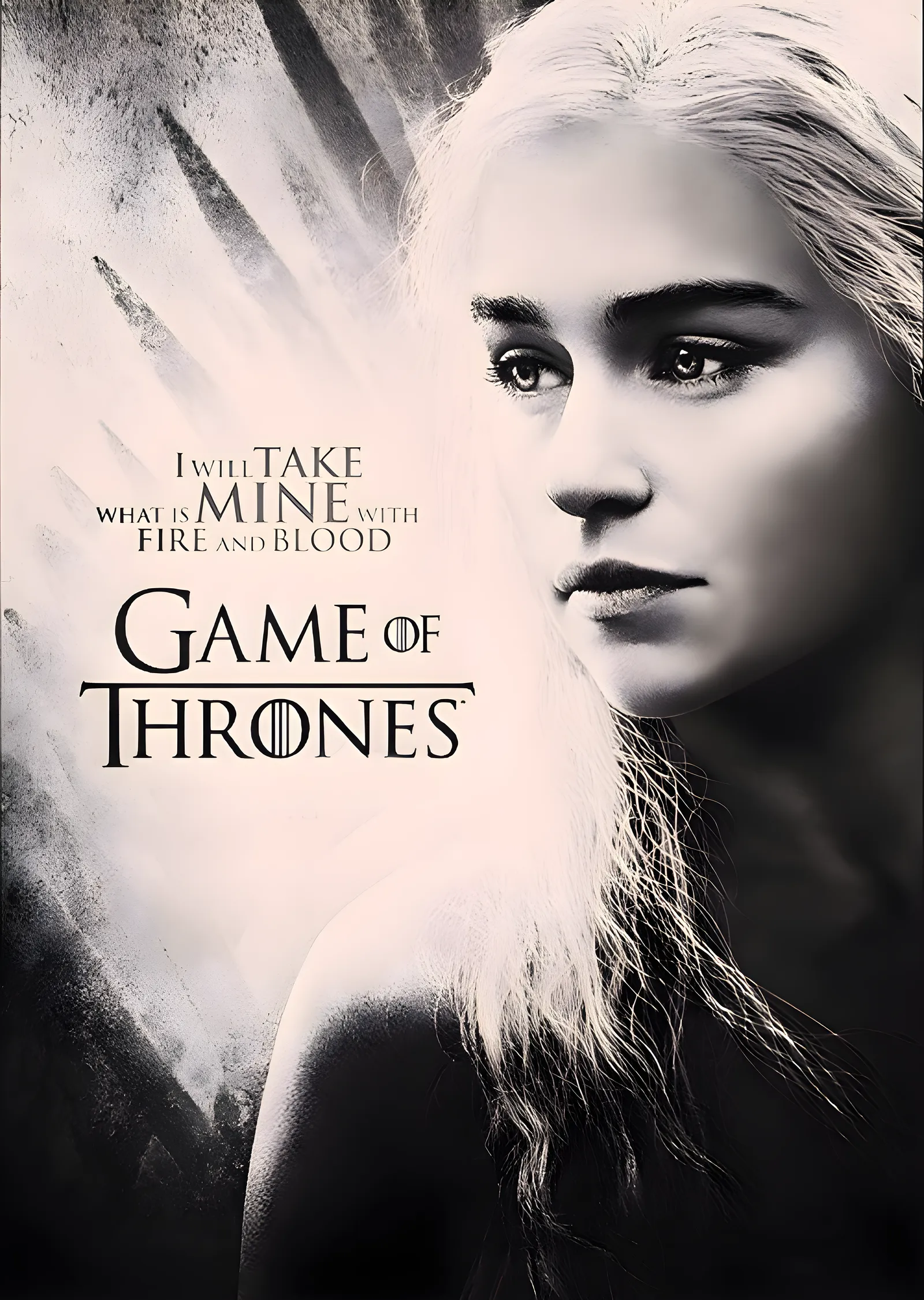 Game of Thrones: Ateş ve Kan - Beyaz ve Gri Tonlarda Bir metal tablo