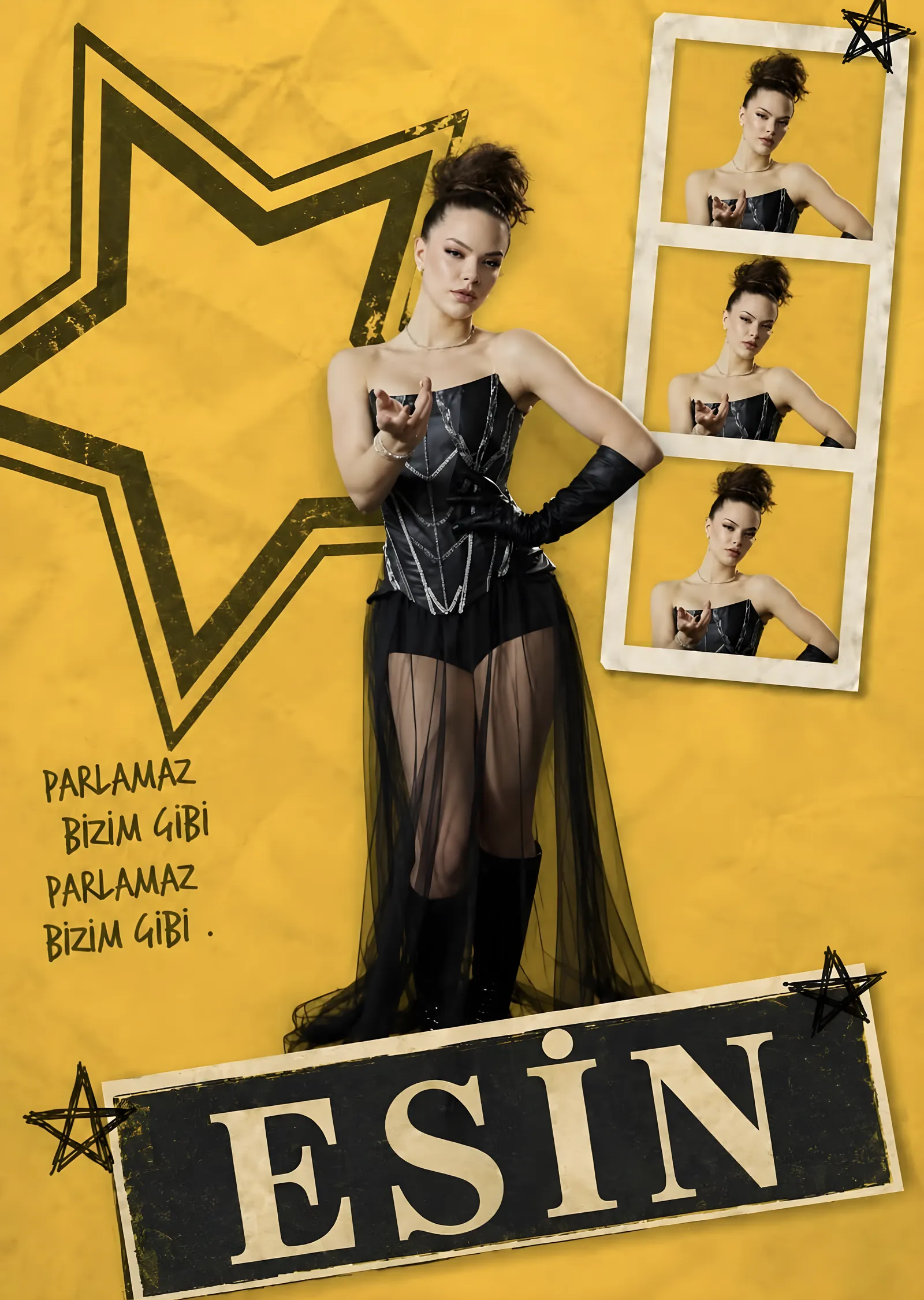 Esin: Sarı Yıldız metal tablo