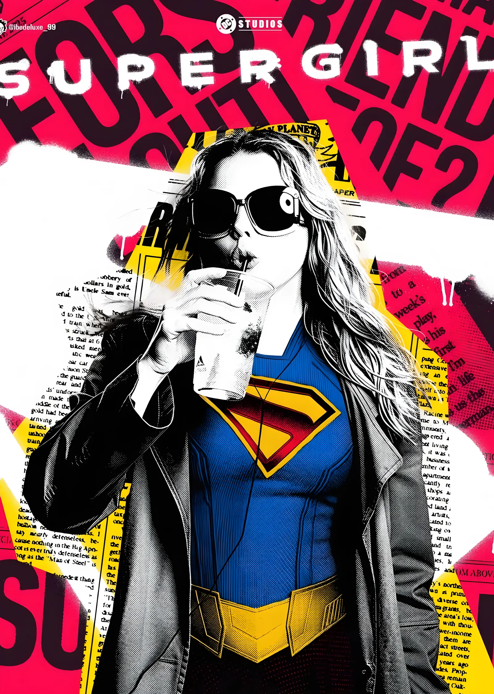 Supergirl - Gazete Kolajında Milkshake metal tablo
