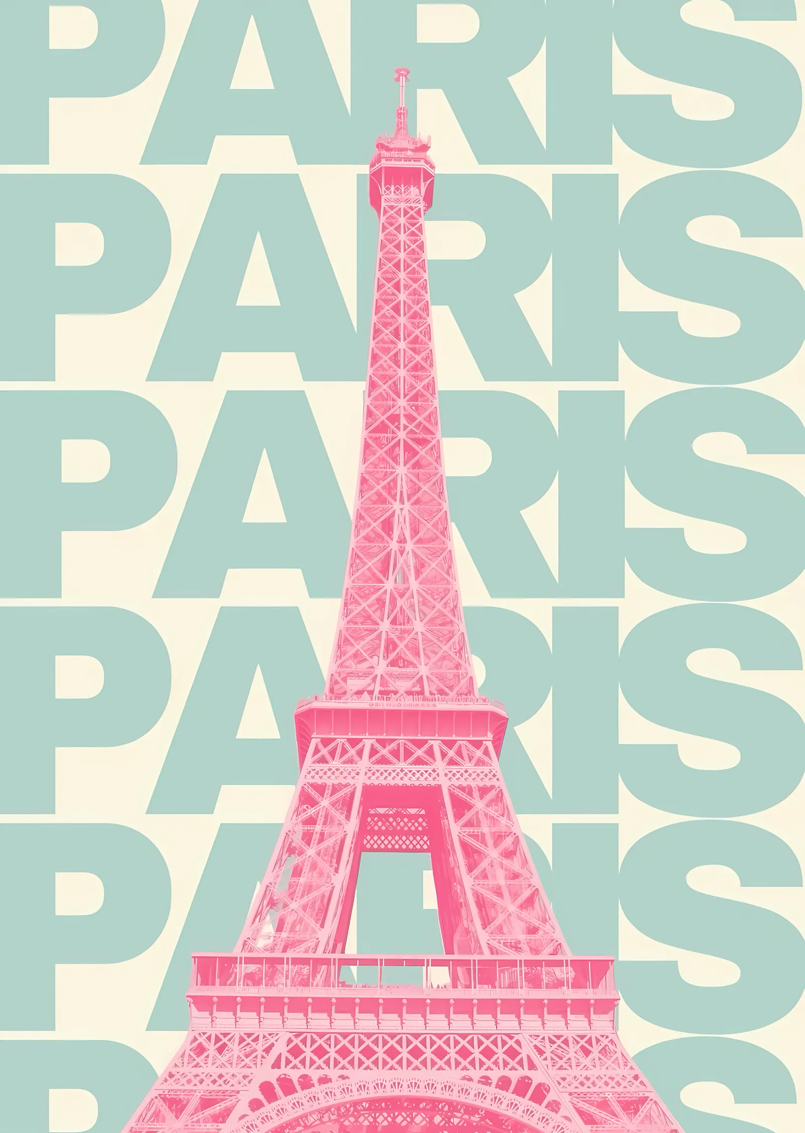 Paris: Eiffel Kulesi'nin Pembe ve Mavi Versiyonu metal tablo