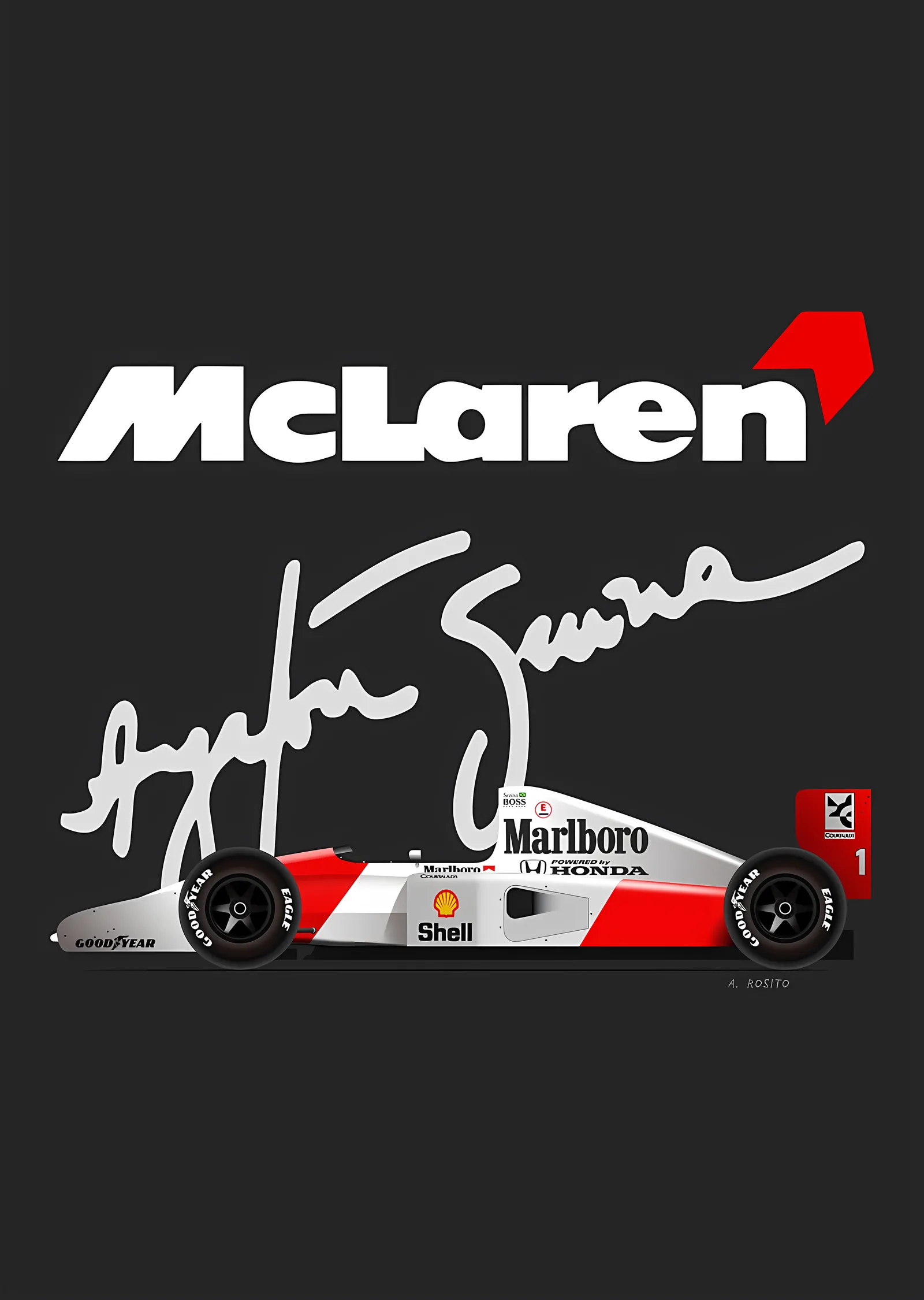 Ayrton Senna: McLaren-Honda MP4/6 İkonik Yarış Arabası metal tablo