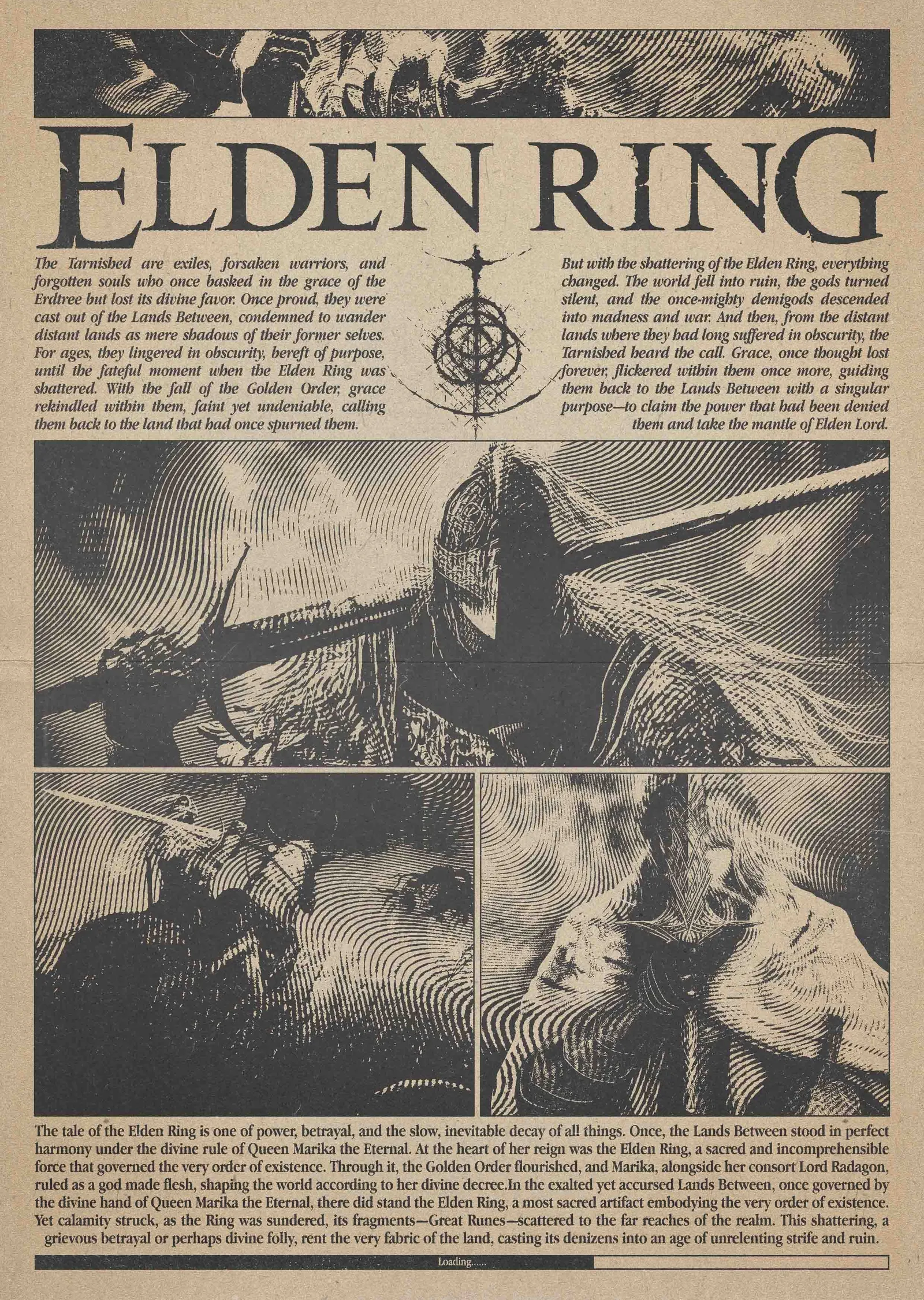 Elden Ring: Vintage Gazete metal tablo
