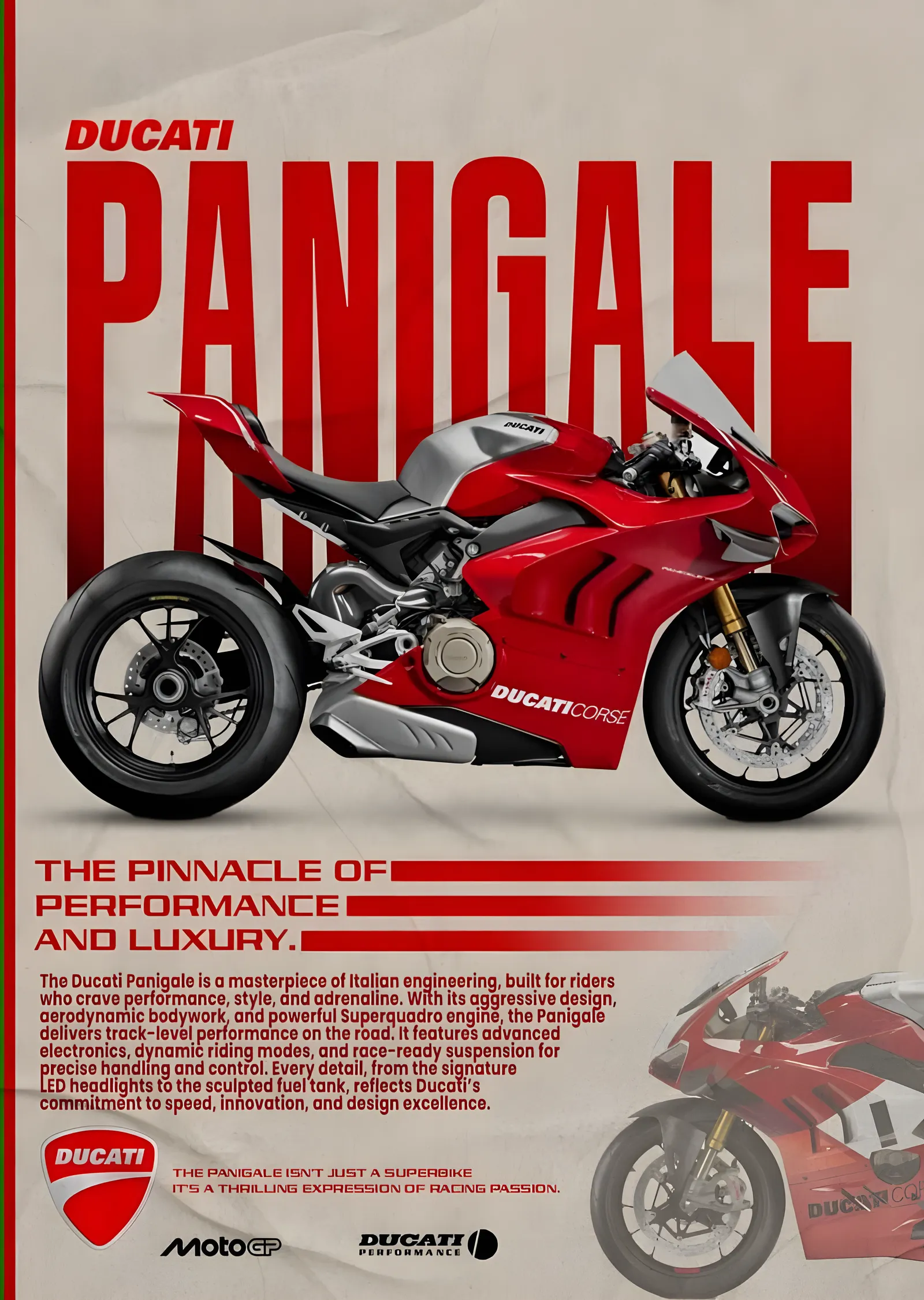 Ducati Panigale V4 - Retro Afiş metal tablo