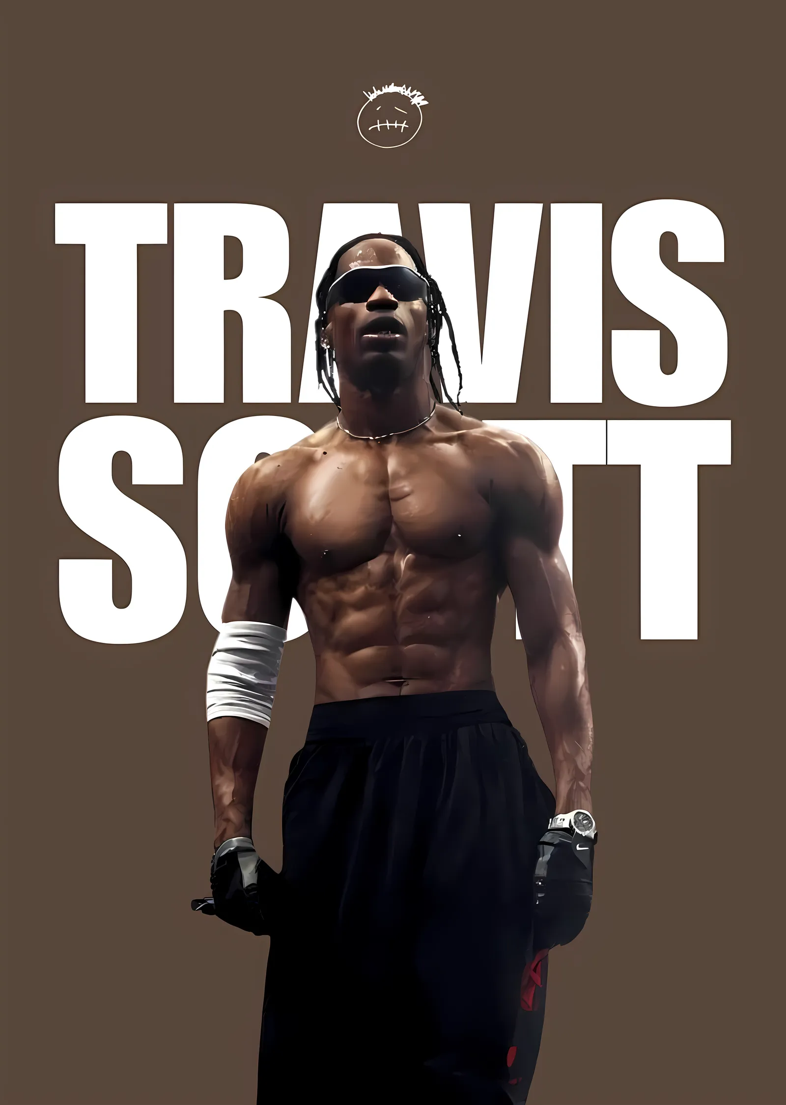 Travis Scott: Müzik Sanatçısının İkonik Portresi metal tablo