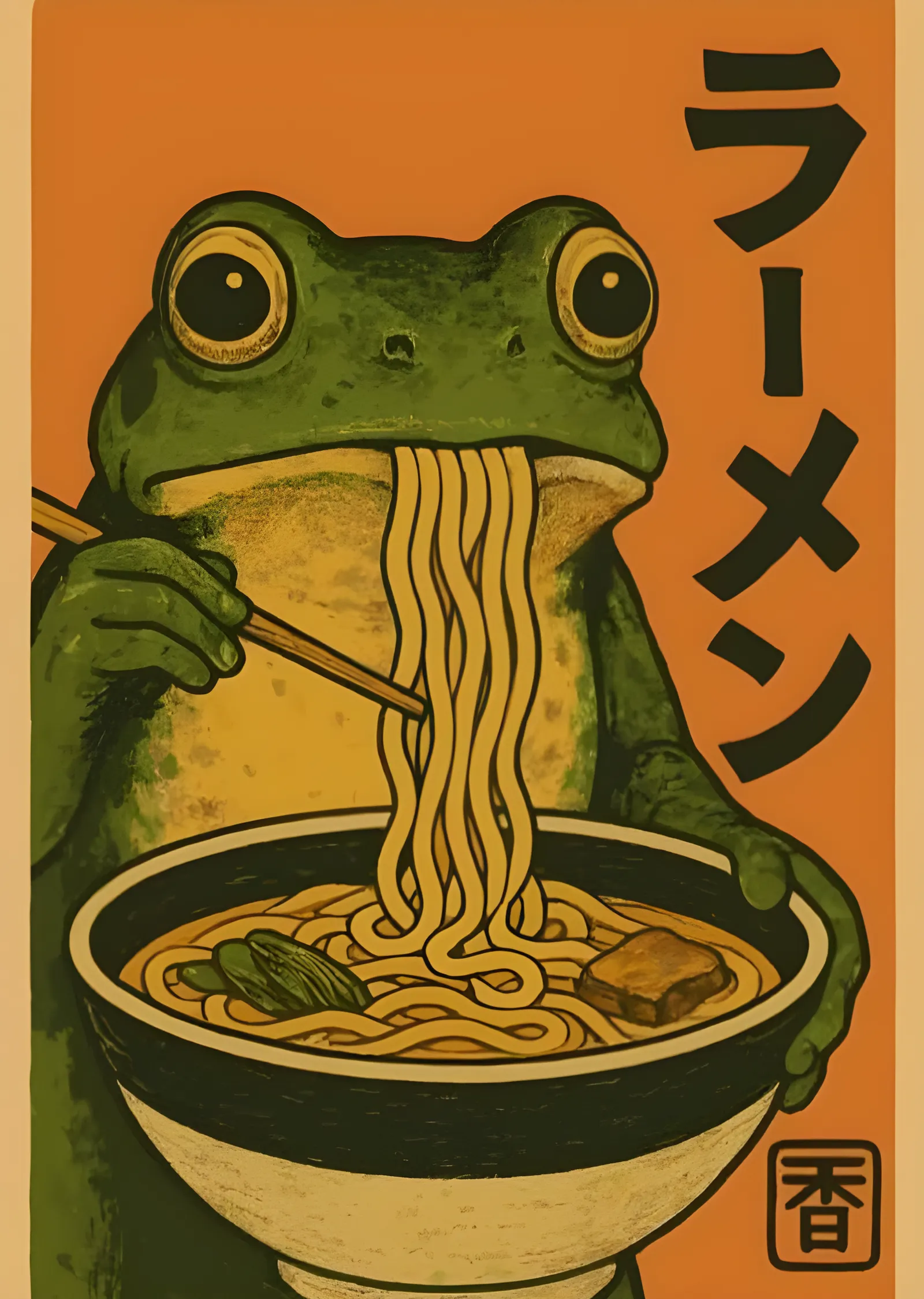 Ramen Kurbağası metal tablo