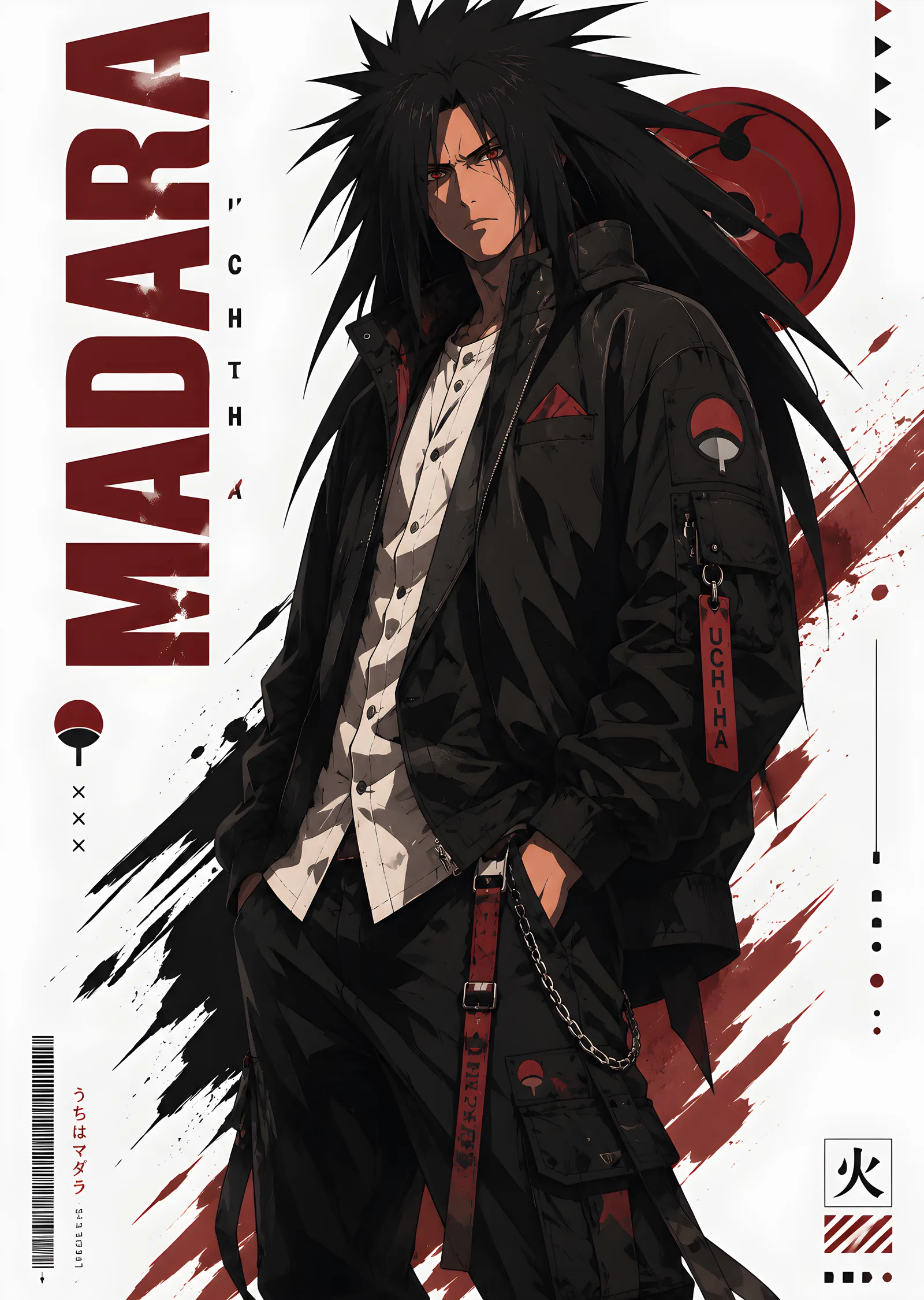 Madara Uchiha: Tam Boy İllüstrasyon metal tablo