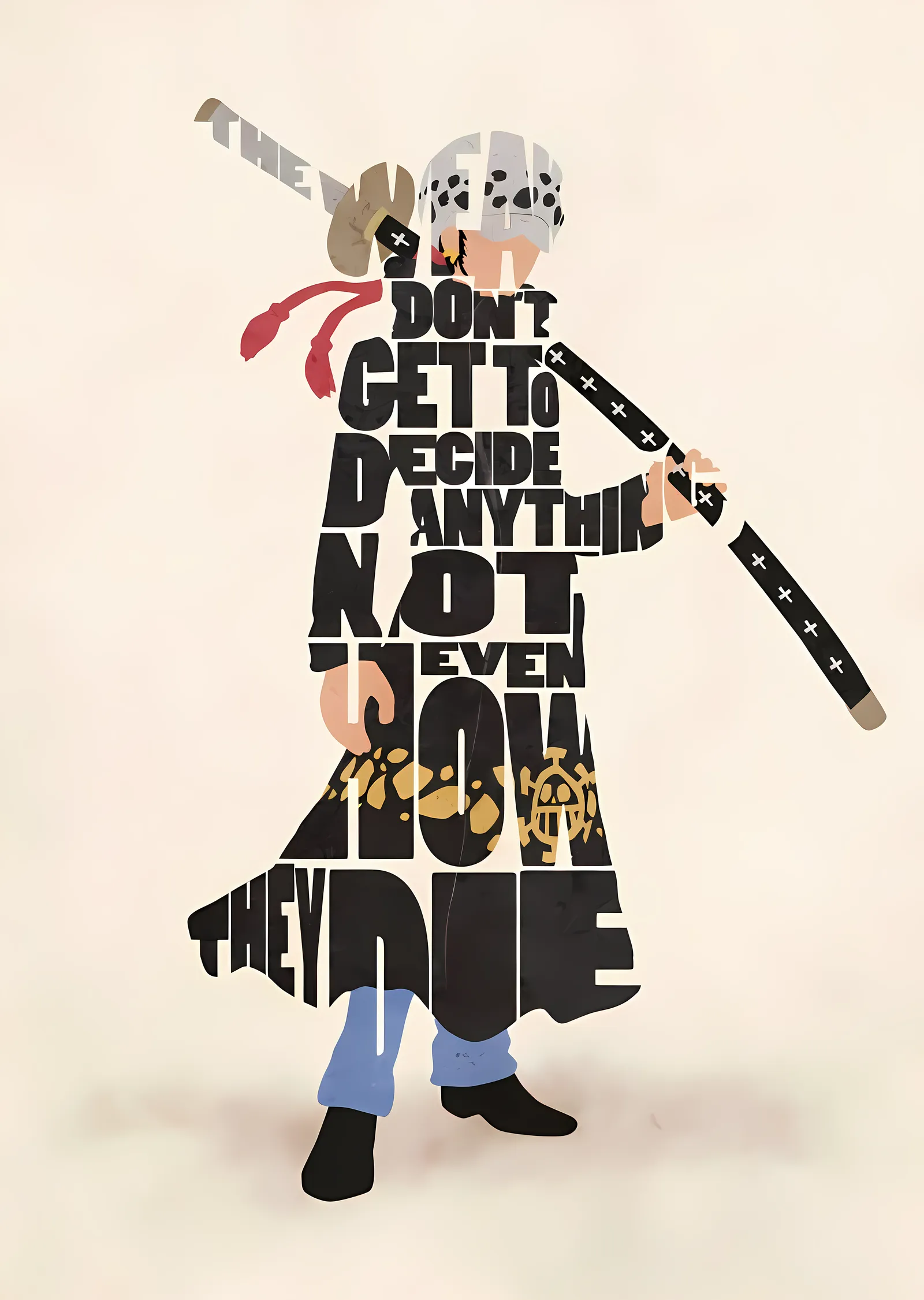 One Piece: Trafalgar Law Tipografi metal tablo