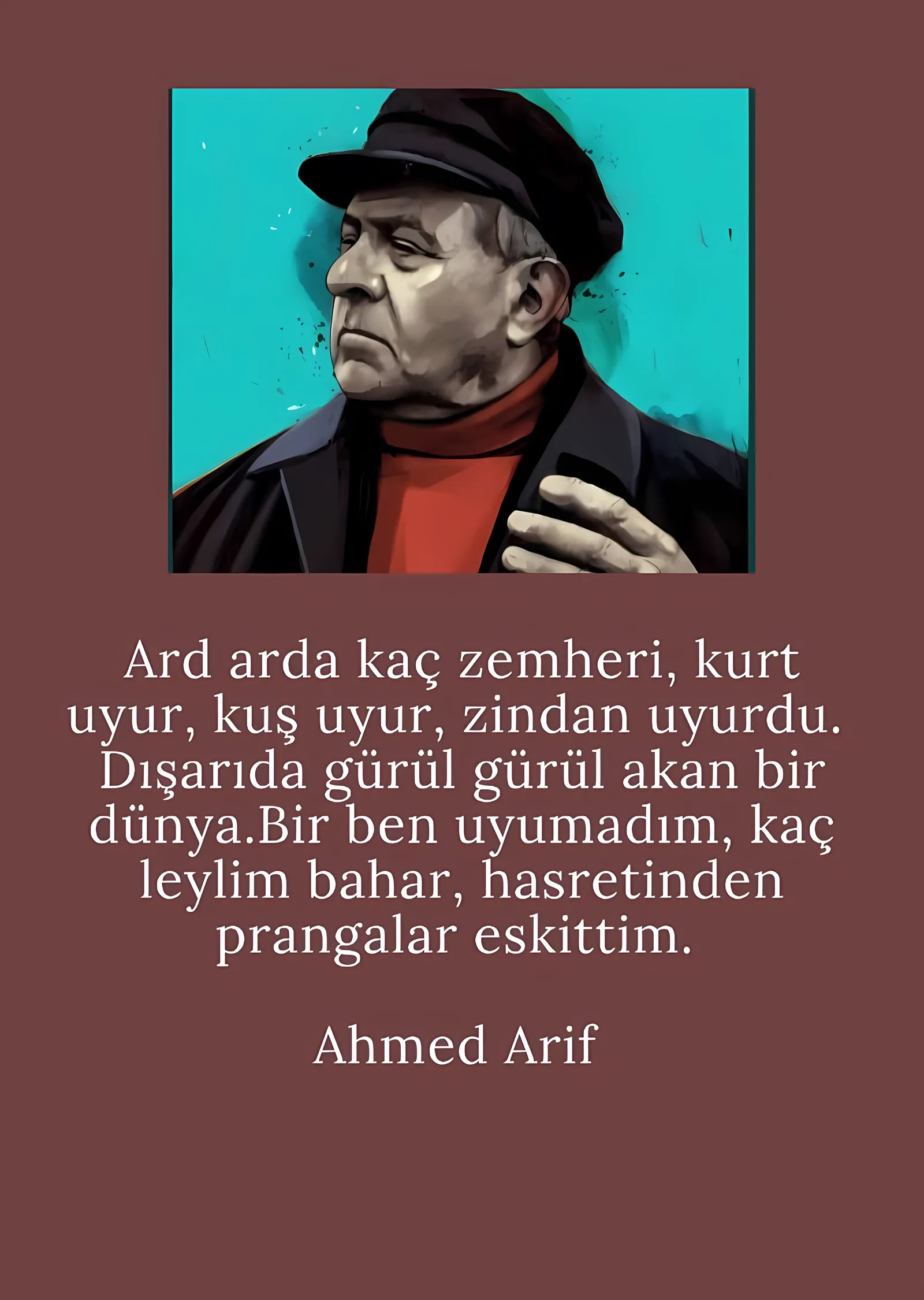 Ahmed Arif: Ard Arda Kaç Zemheri metal tablo