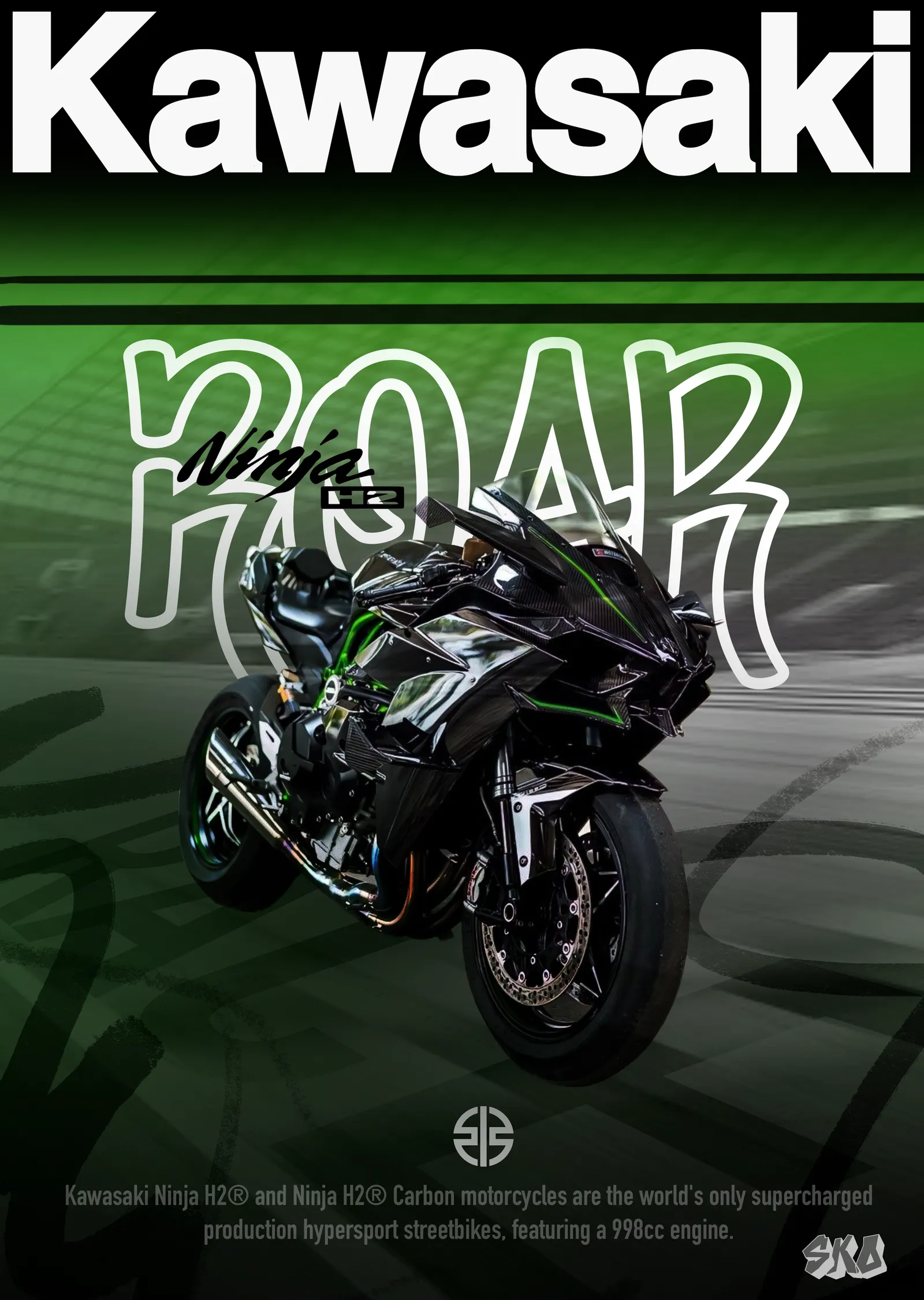 Kawasaki Ninja H2 - Roar metal tablo