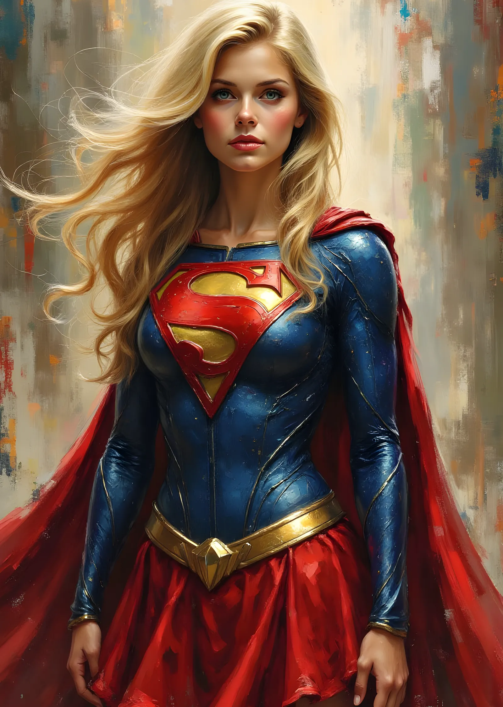 Supergirl - Yağlı Boya Portre metal tablo