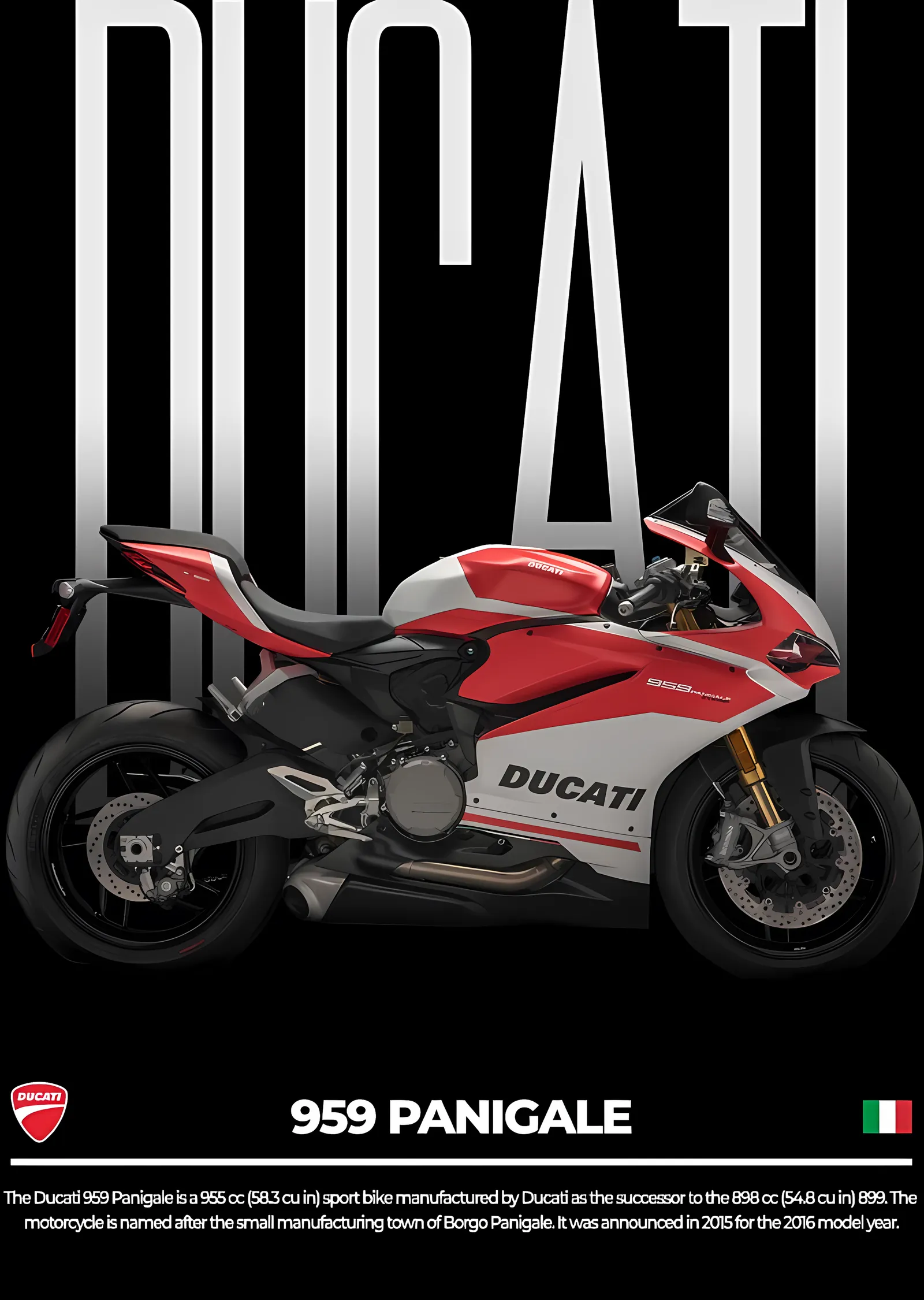 Ducati 959 Panigale - Kırmızı Beyaz metal tablo