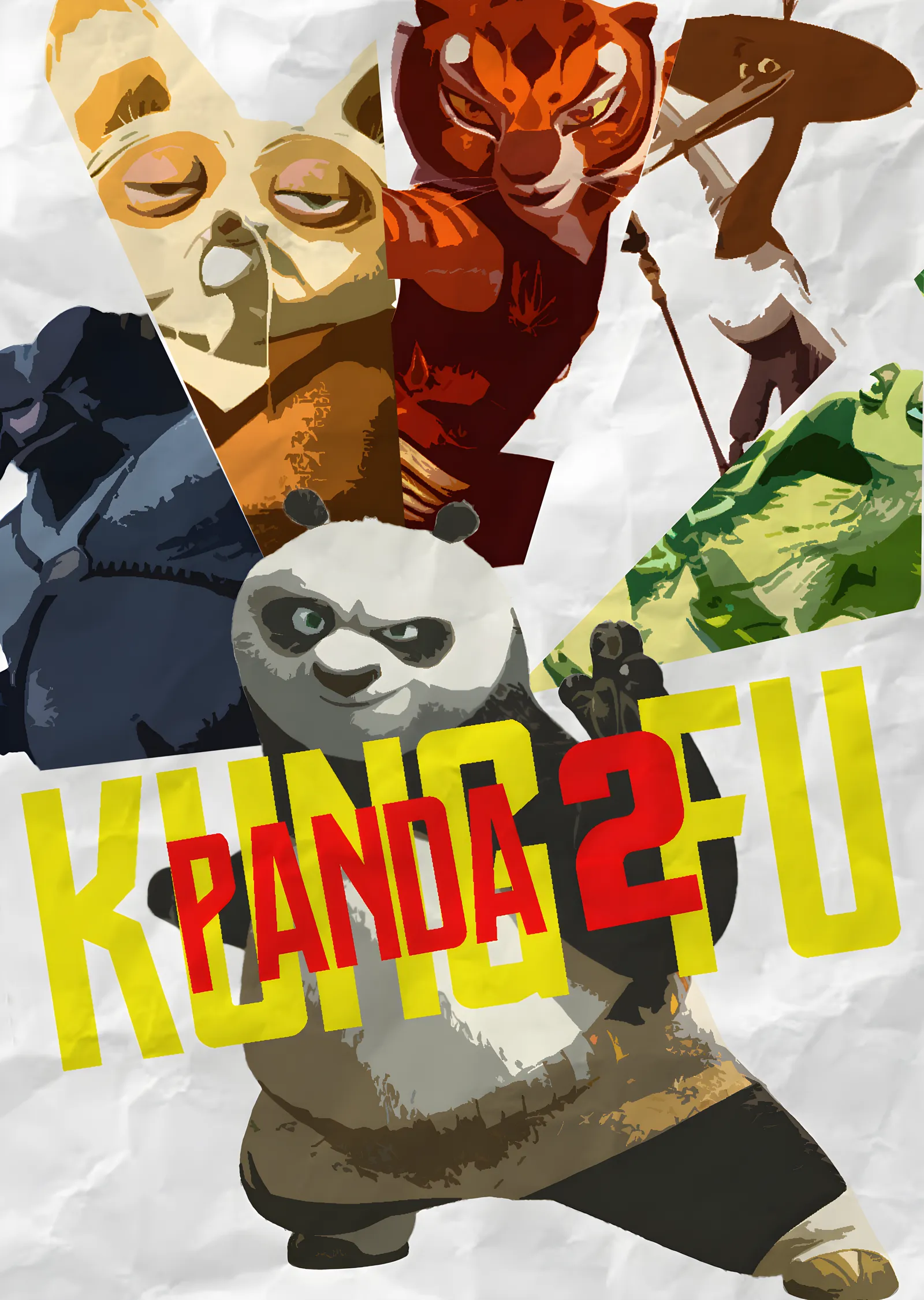 Kung Fu Panda 2: Katmanlı Tipografi metal tablo