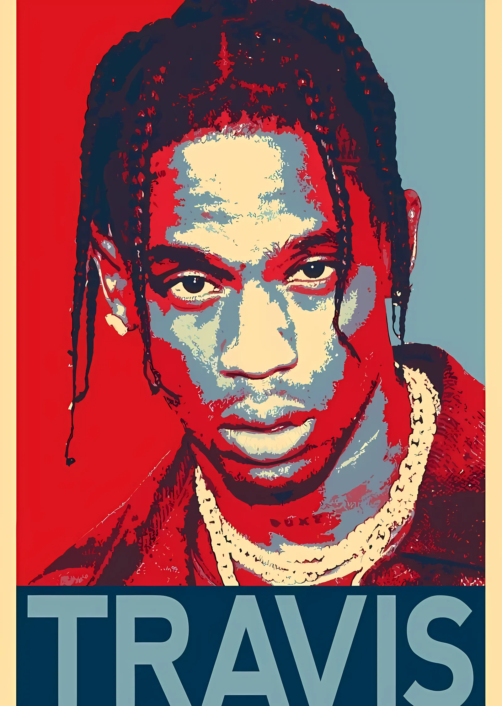 Travis Scott: Popüler Rapper Portresi metal tablo