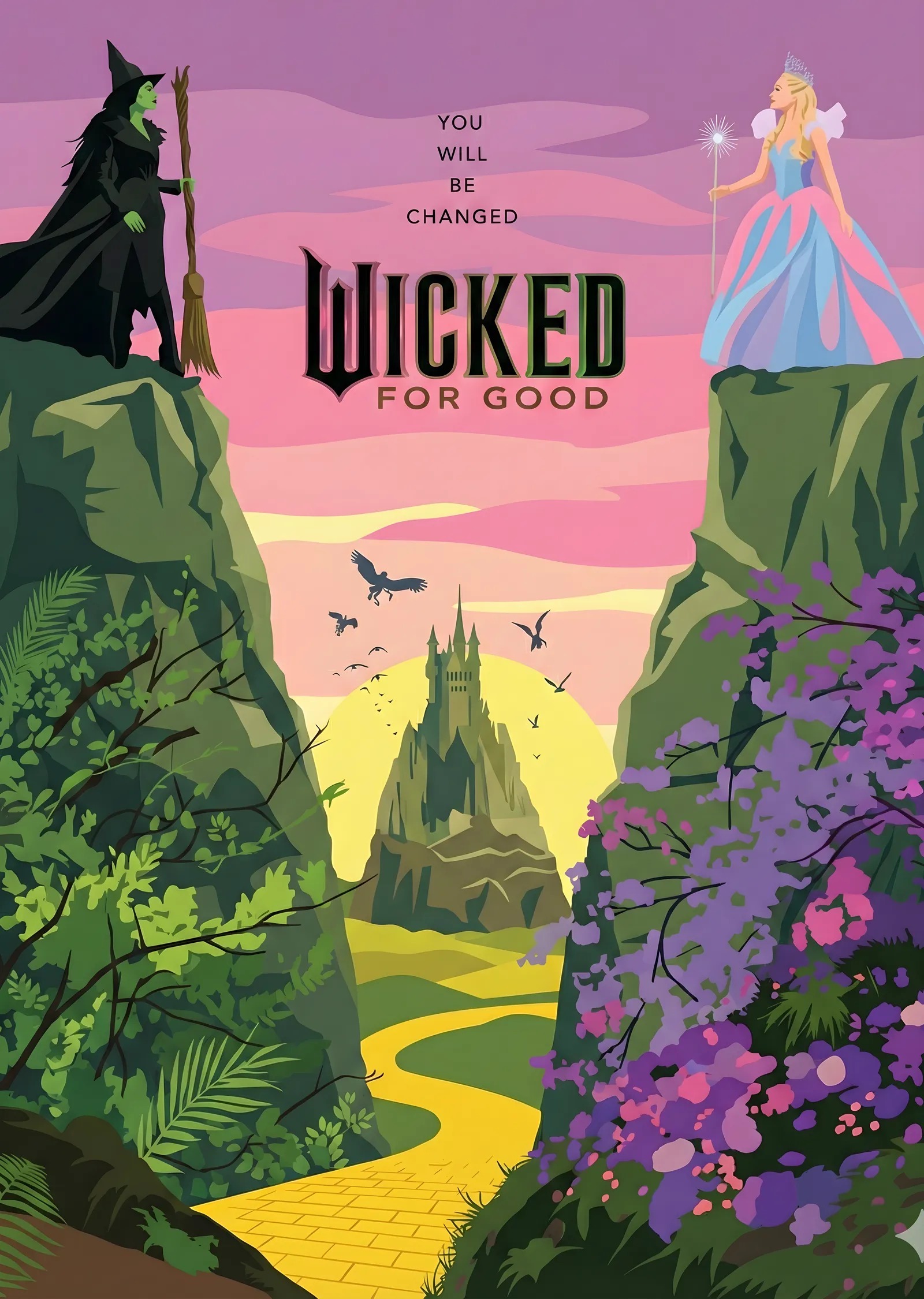 Wicked: For Good - Sarı Tuğlalı Yol metal tablo
