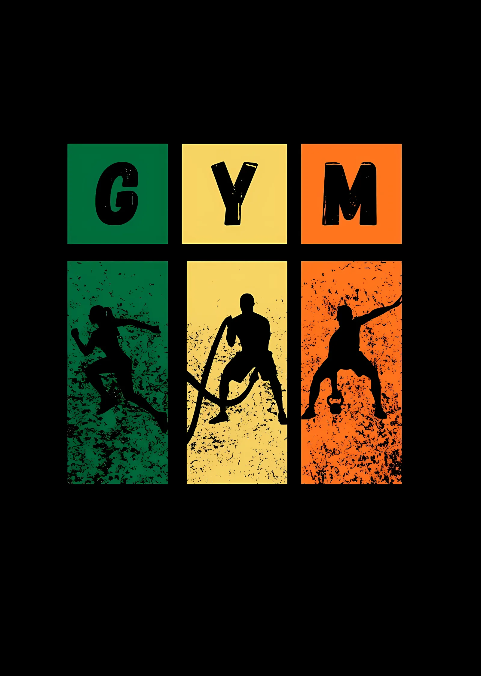 Gym - Renkli Bloklarda Antrenman Siluetleri metal tablo