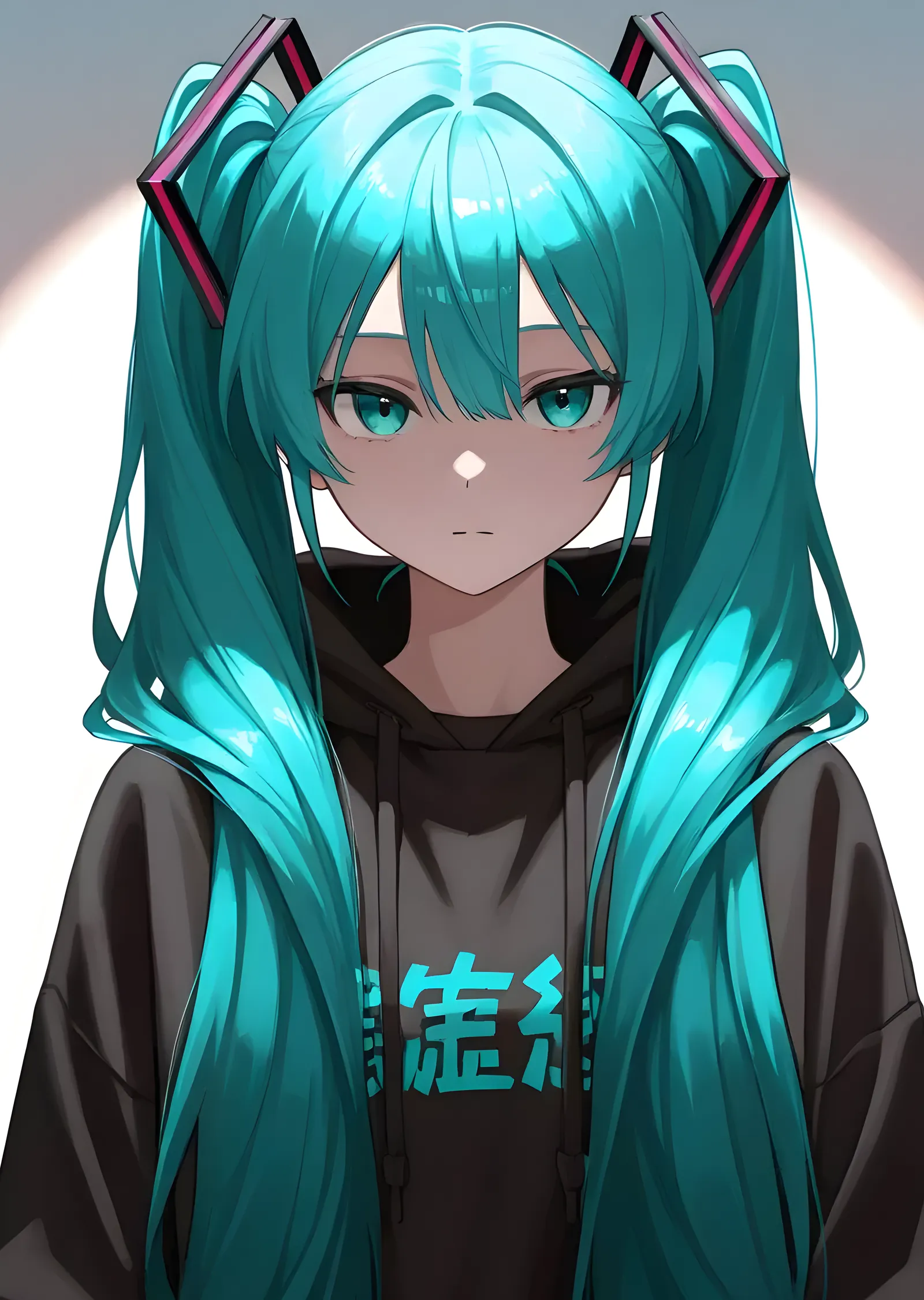 Hatsune Miku - Kapüşonlu Portre metal tablo