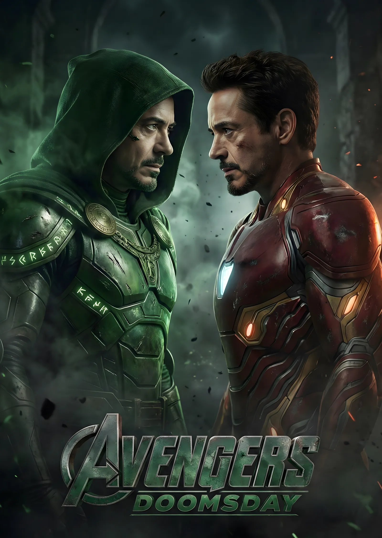 Avengers: Doomsday - Doom ve Iron Man metal tablo