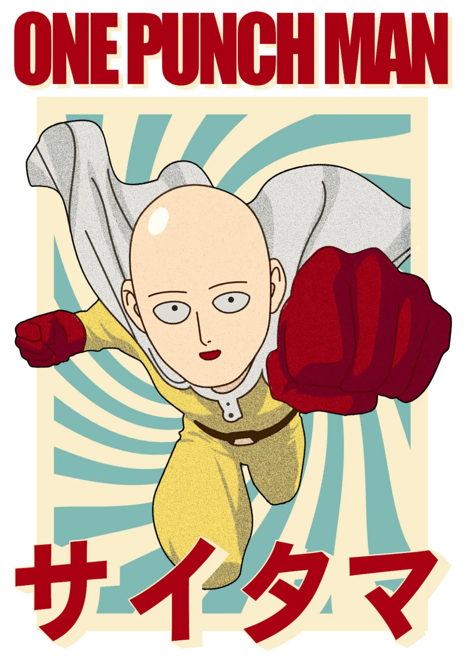 One Punch Man: Retro Afiş metal tablo