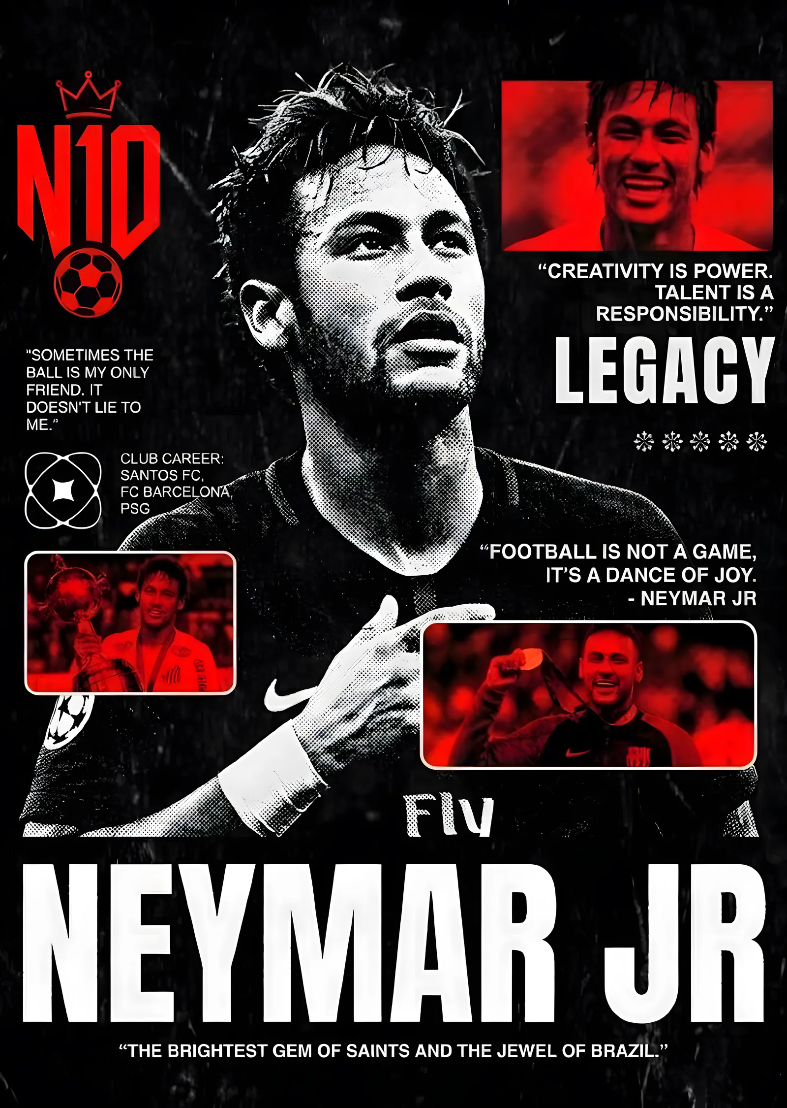 Neymar Jr: Miras ve Yetenek metal tablo