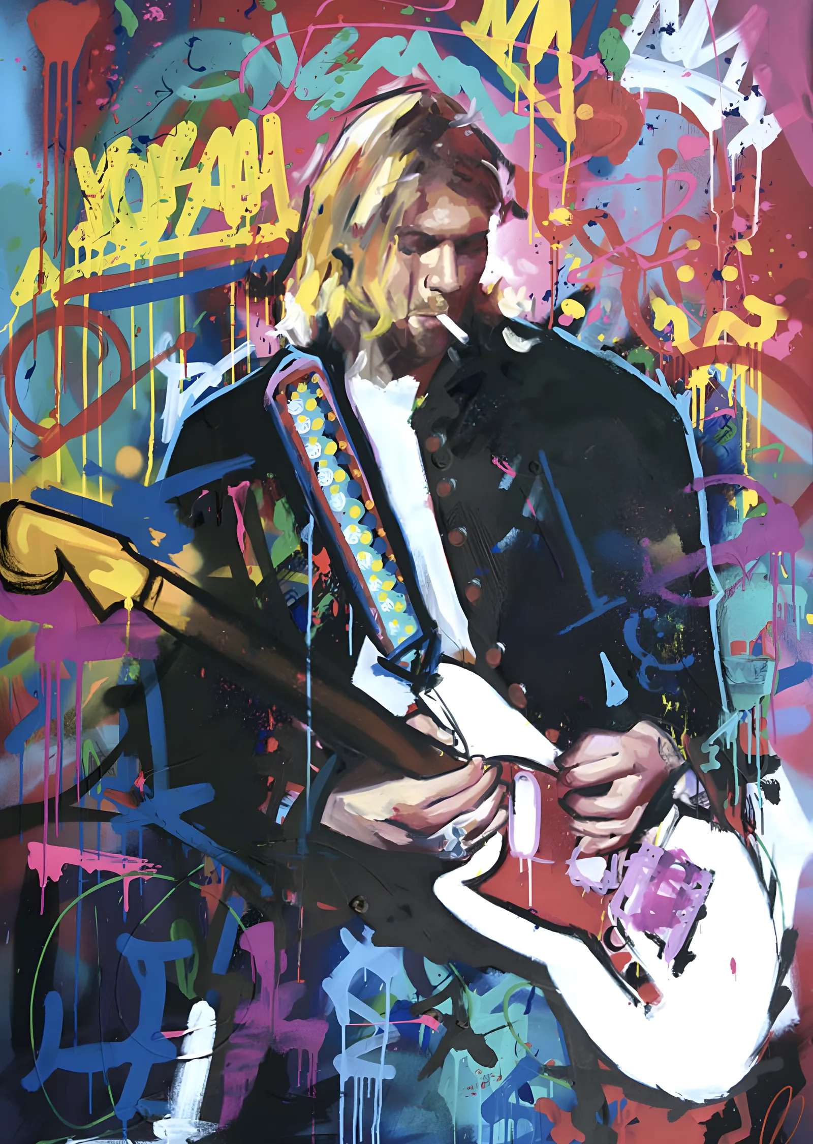 Kurt Cobain: Grafiti Duvarı metal tablo