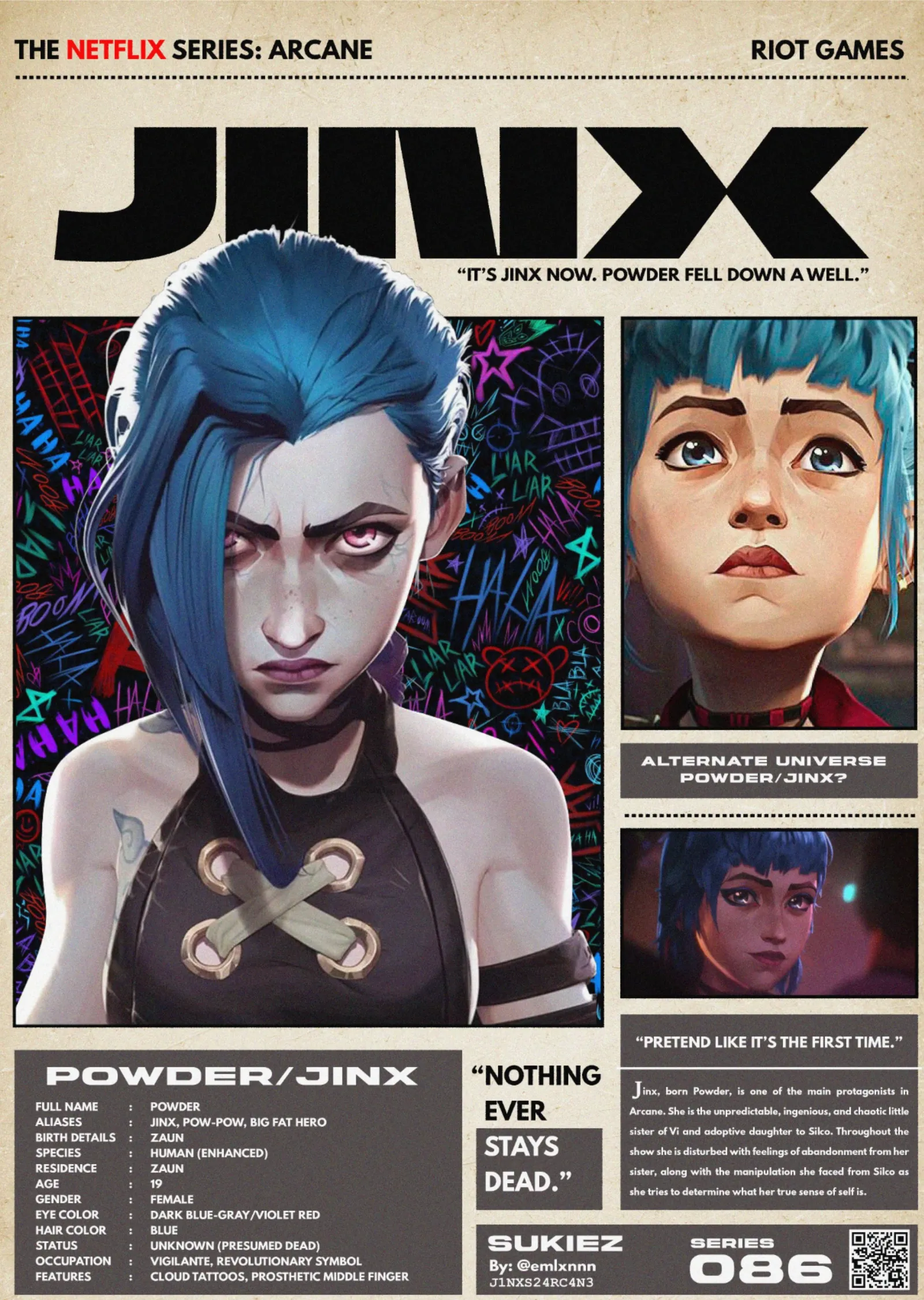 Arcane: Jinx Dosyası metal tablo