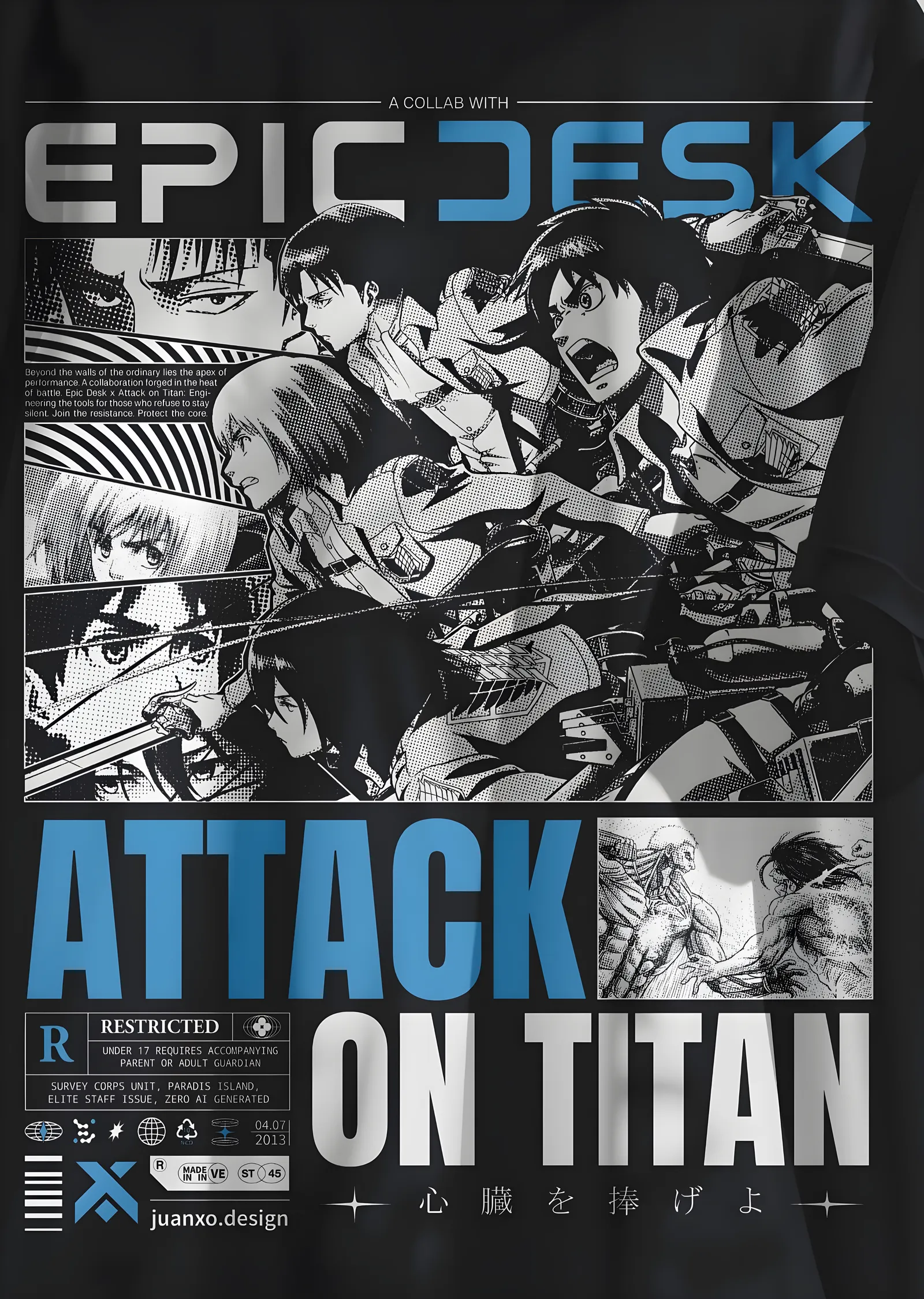 Attack on Titan: Manga Panel Kolajı metal tablo