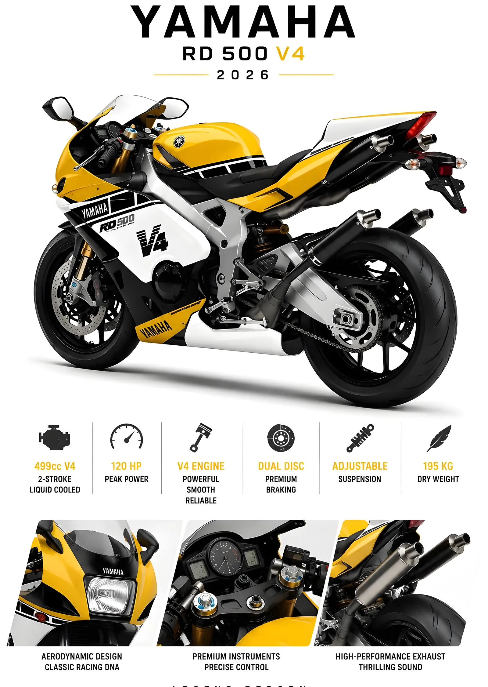 Yamaha RD 500 V4 metal tablo
