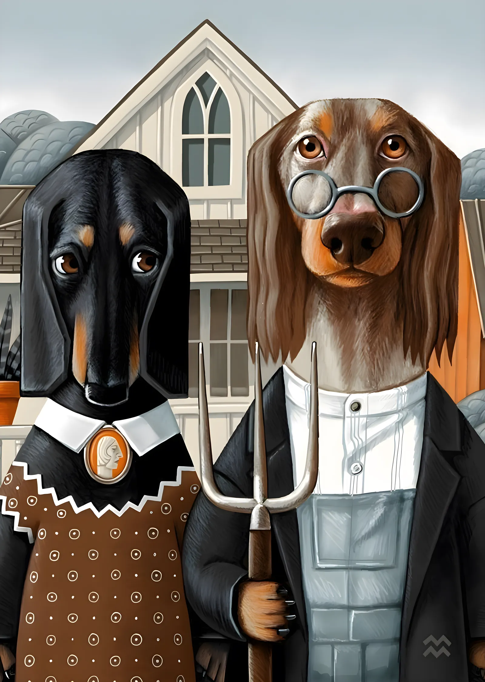 Şık Giyimli Dachshund Portresi metal tablo