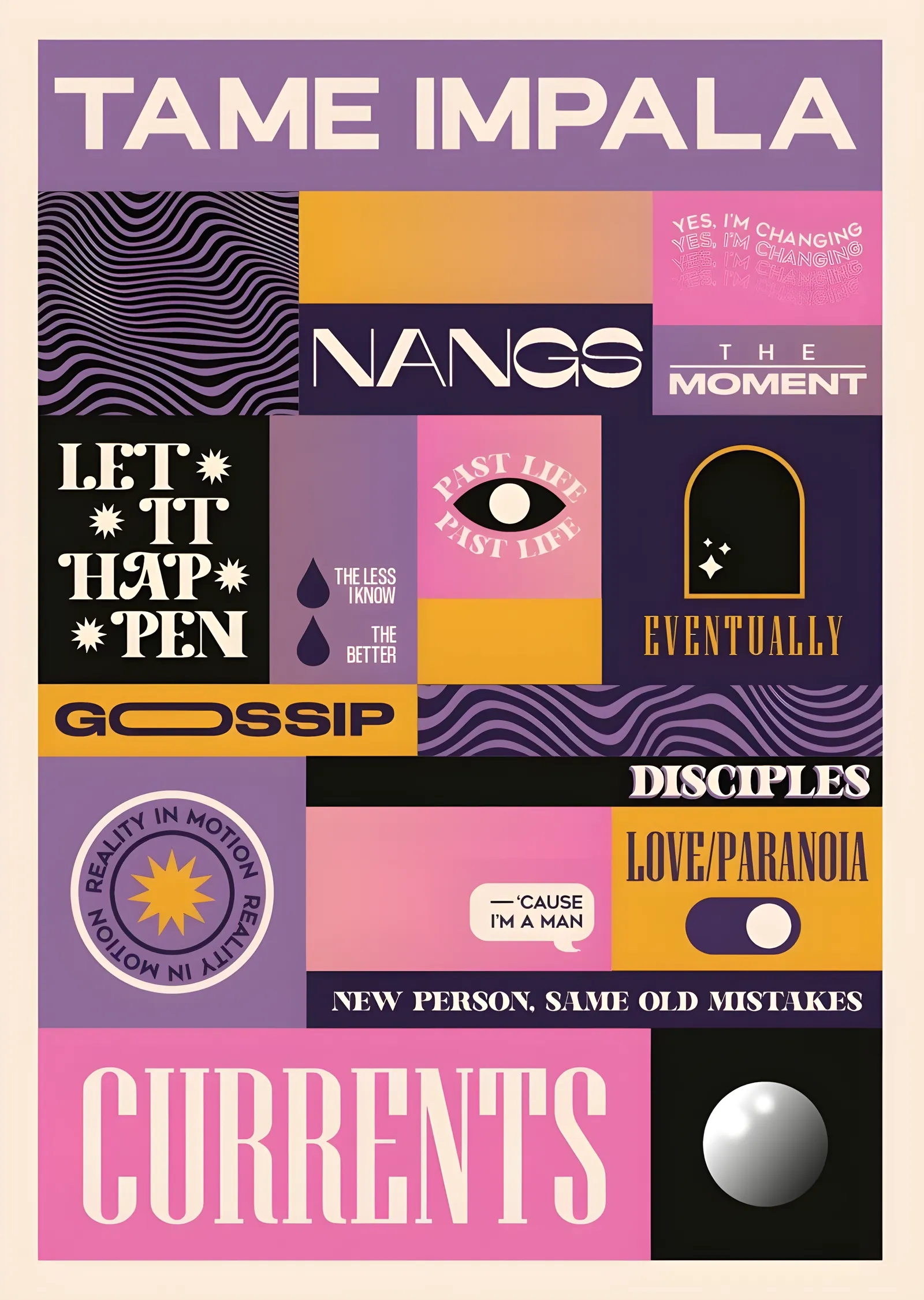 Tame Impala - Currents Pastel Izgara metal tablo