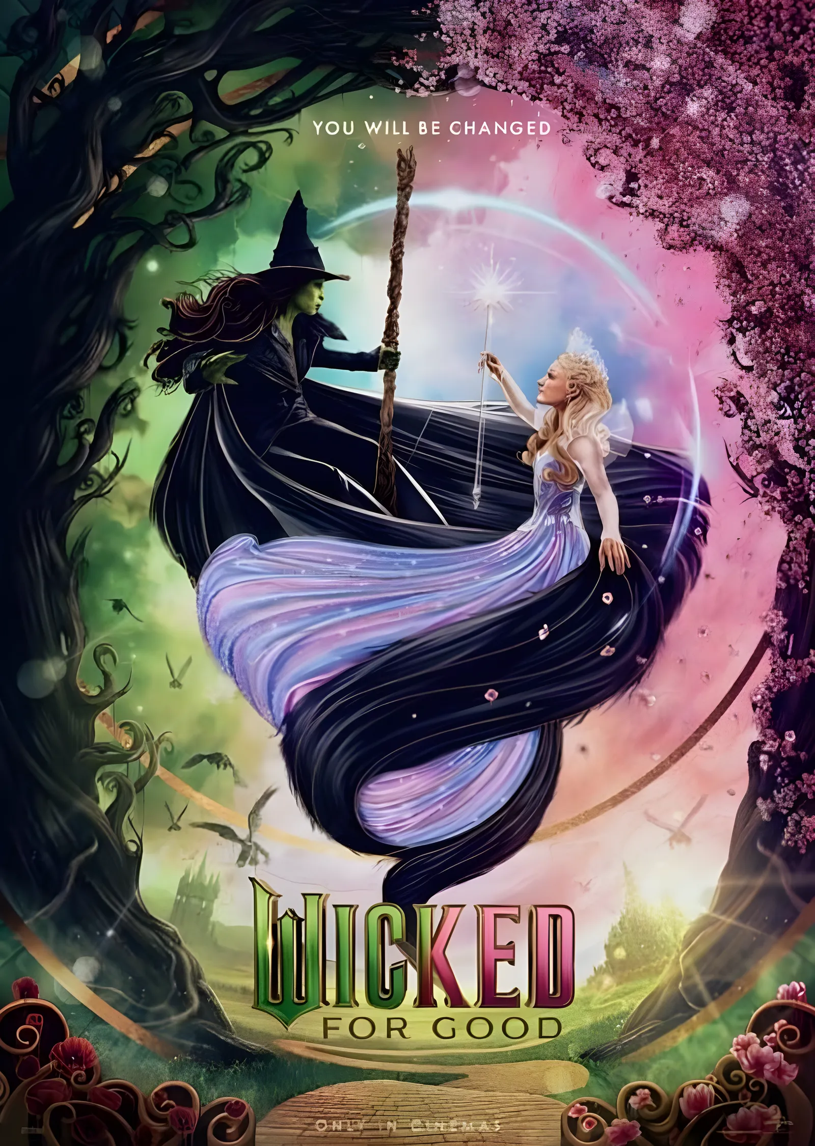 Wicked: For Good - Elphaba ve Glinda metal tablo