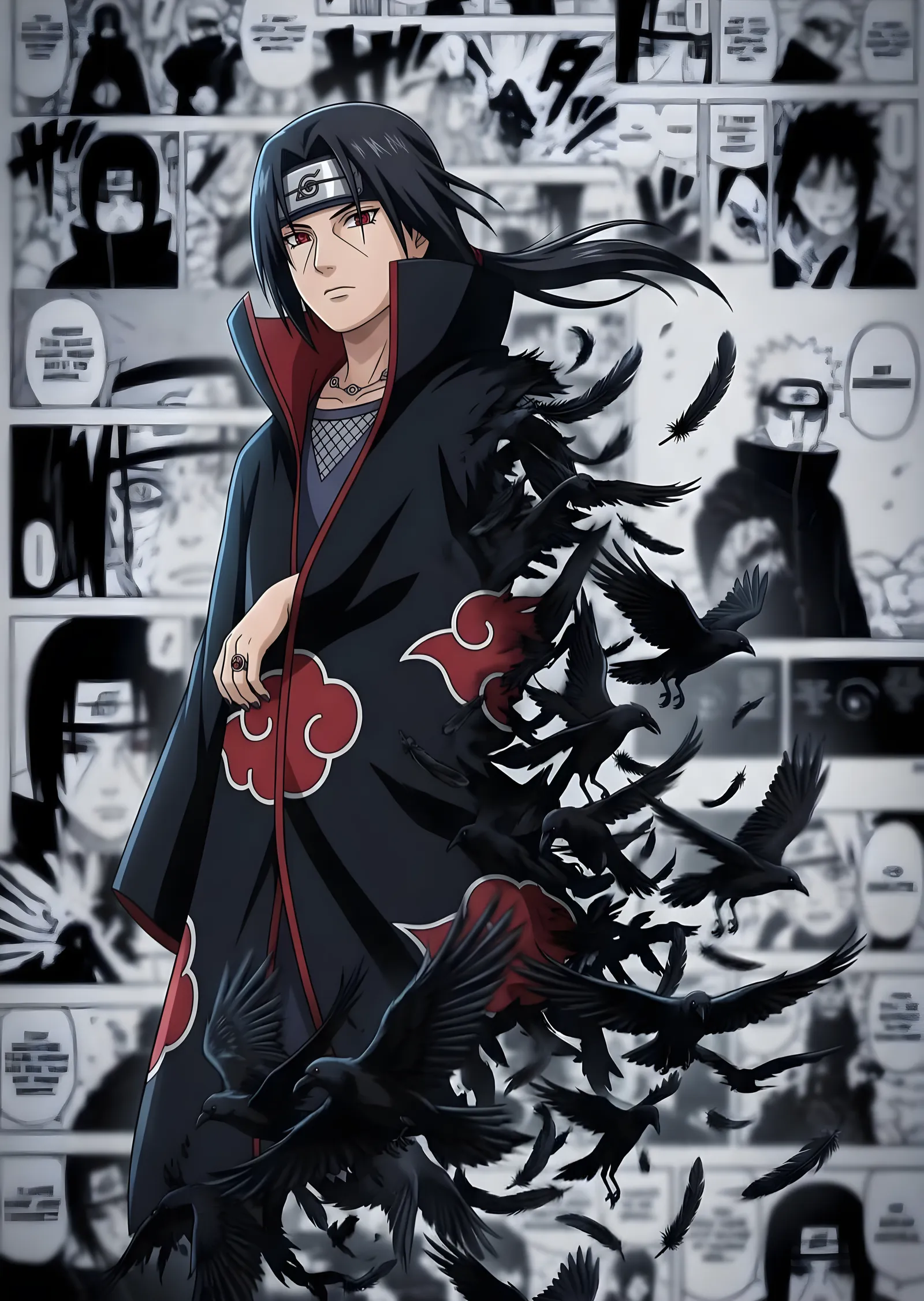 Naruto - Uchiha Itachi: Manga Sayfaları metal tablo