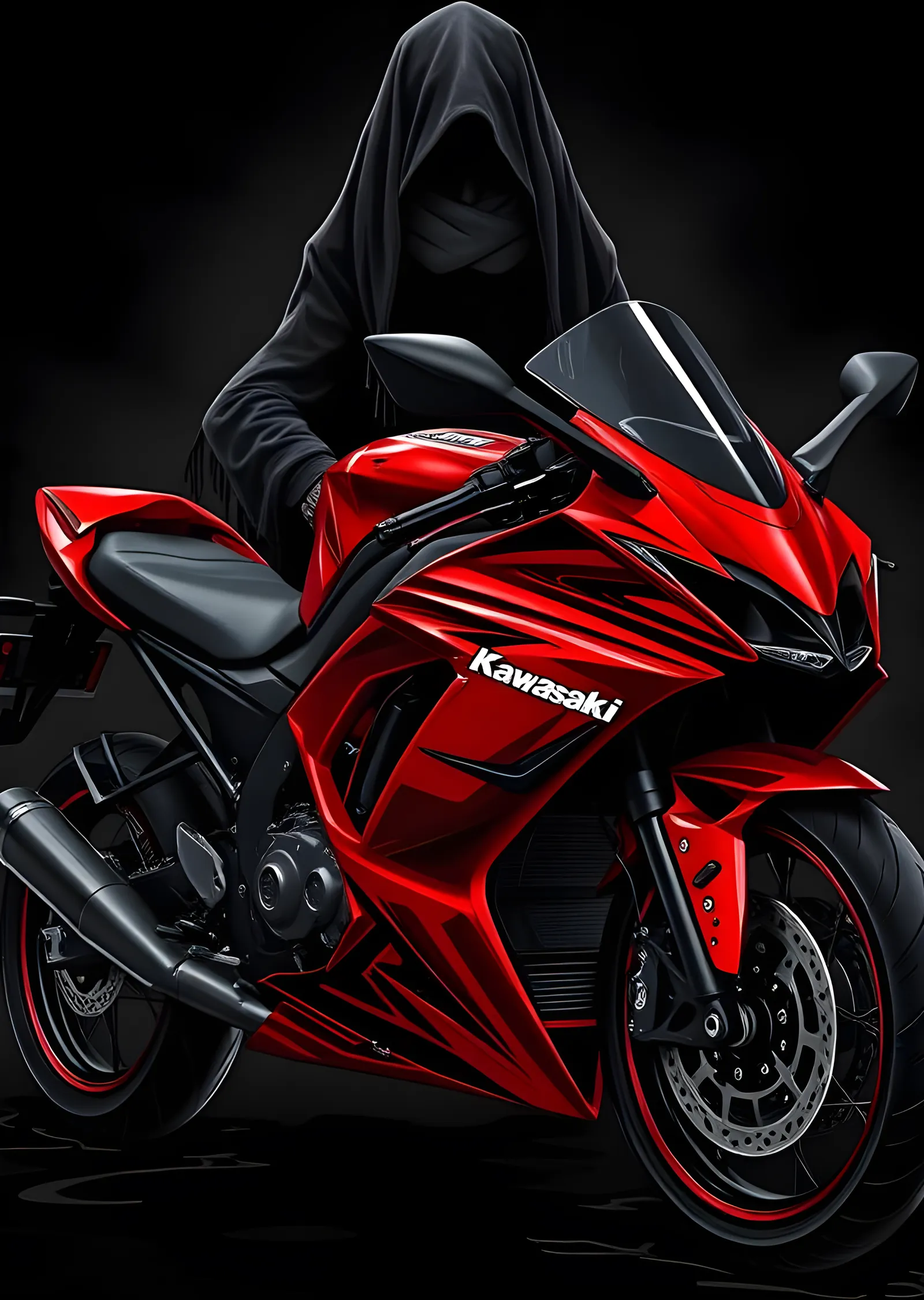 Kawasaki Ninja - Kapüşonlu Sürücü metal tablo