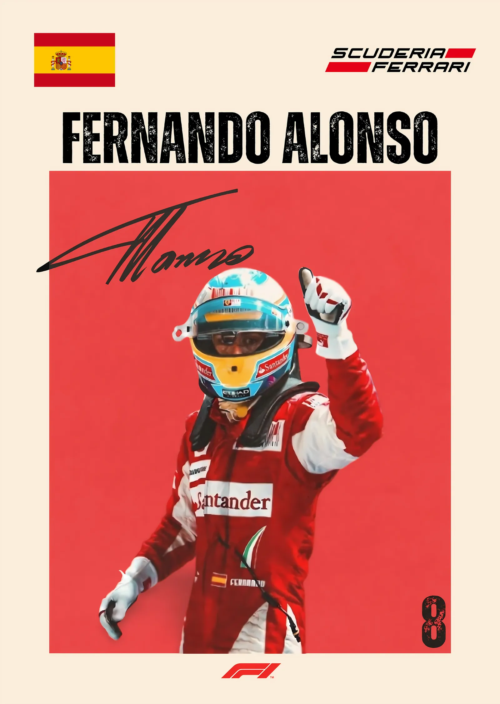 Fernando Alonso: Ferrari F1 metal tablo