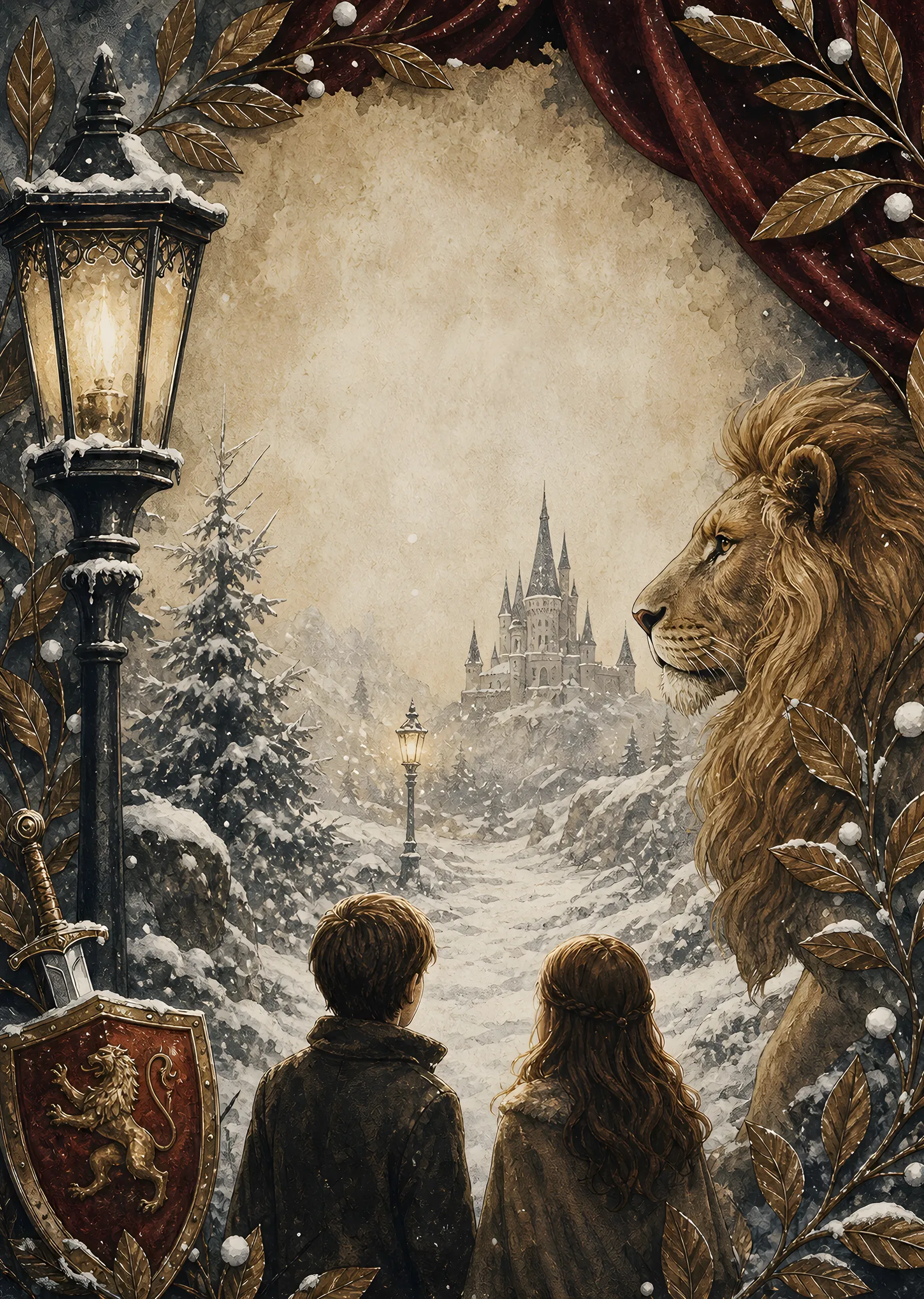 Narnia Karlı Yolun Sonundaki Şato metal tablo