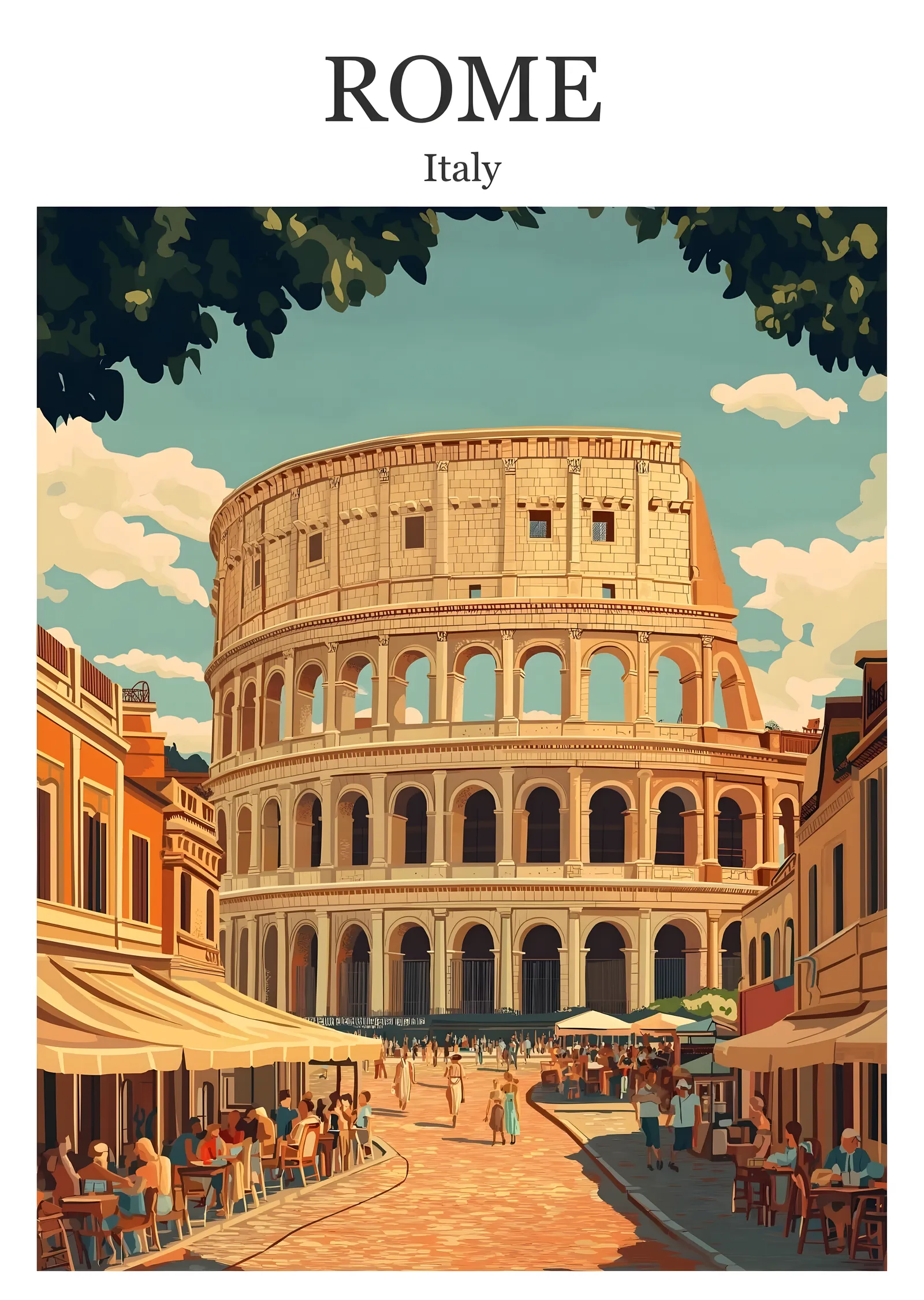 Roma Colosseum Vintage metal tablo