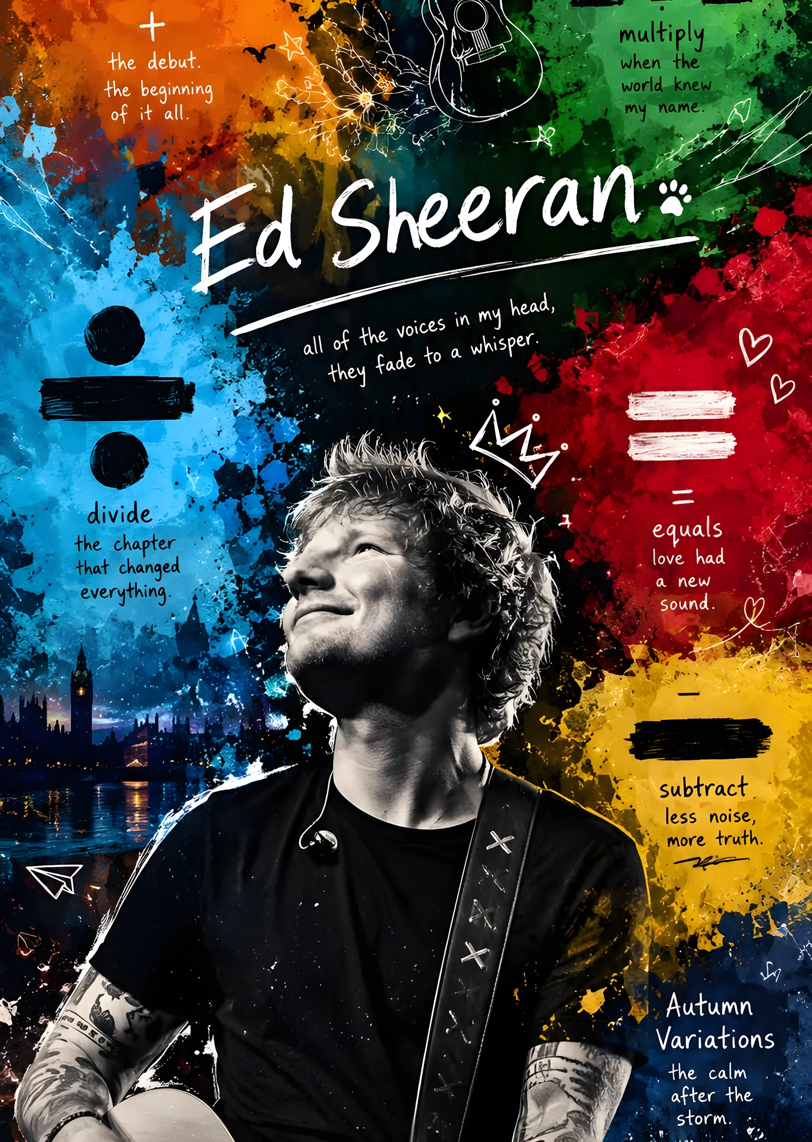 Ed Sheeran: Renk Sıçramaları metal tablo