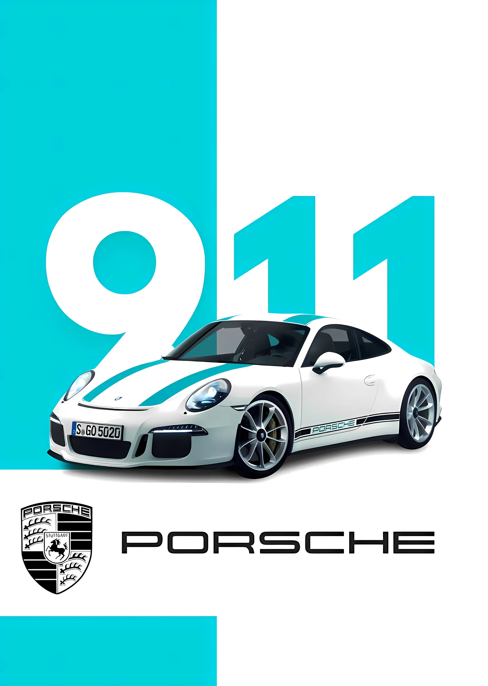 Porsche 911: Modern Spor Araba metal tablo