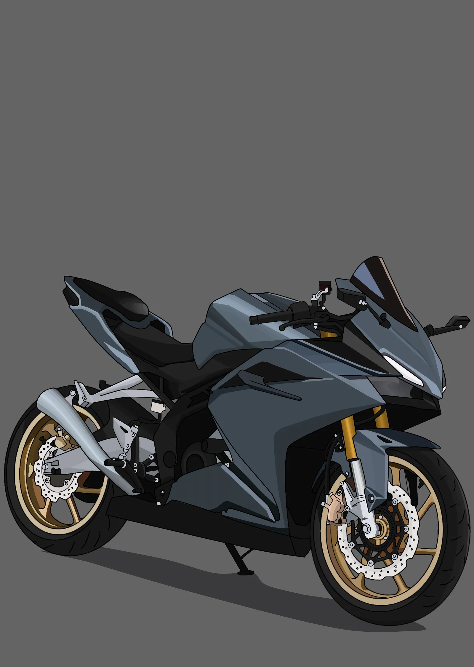 Gri Superbike - Sade Zemin metal tablo