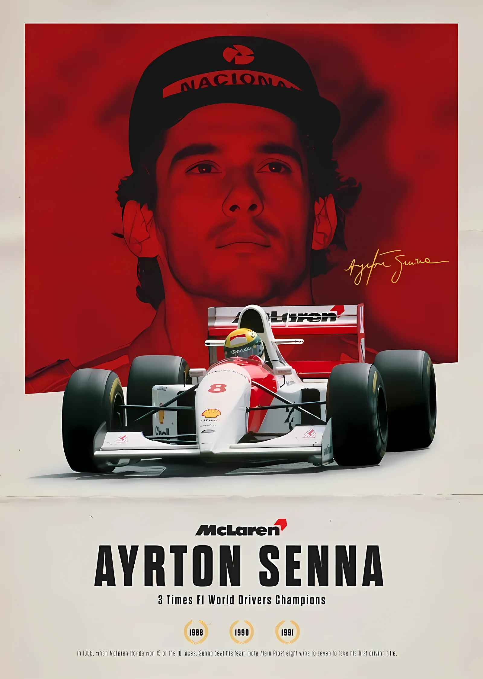 Ayrton Senna: McLaren Formula 1 metal tablo