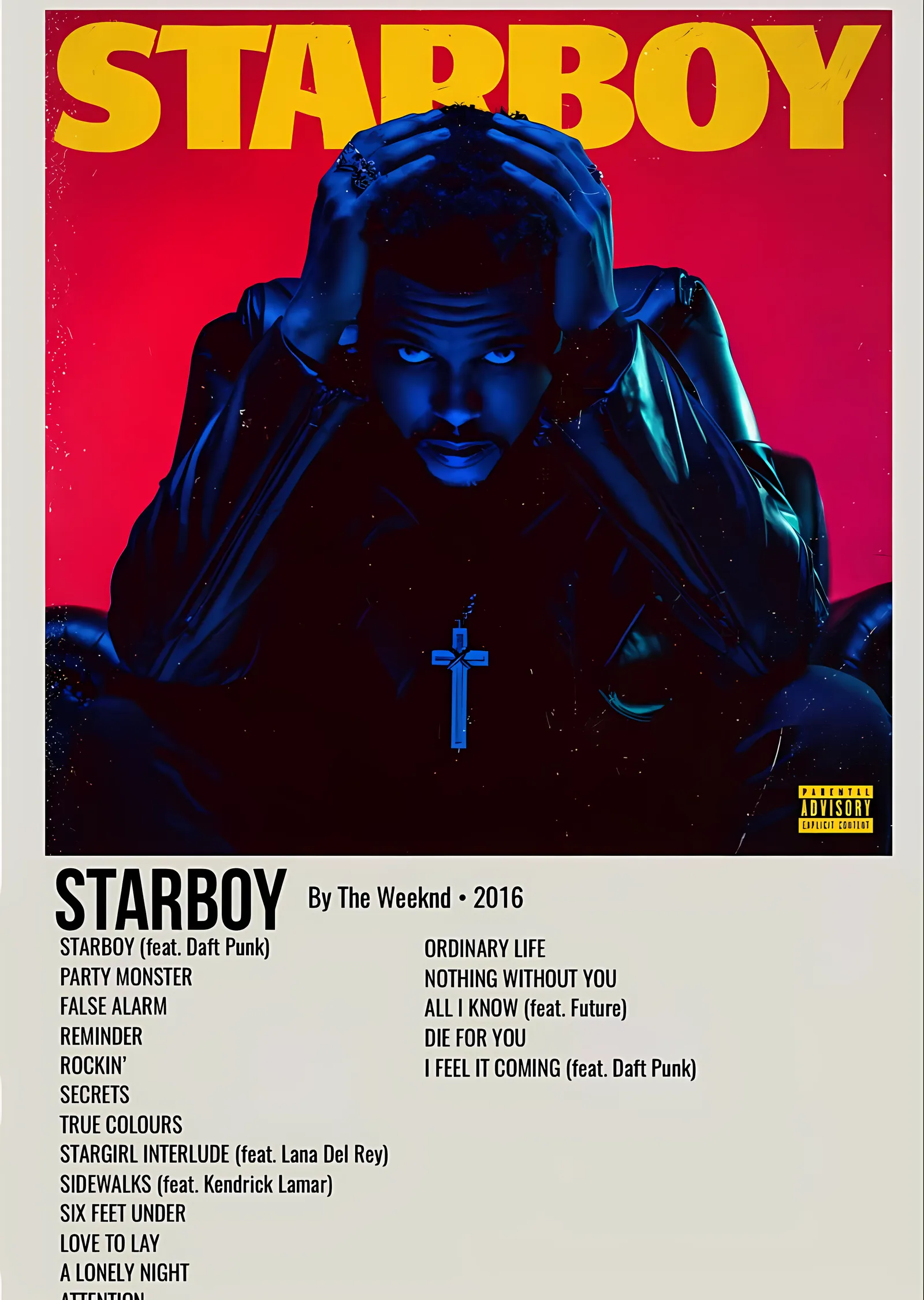 The Weeknd: Starboy metal tablo