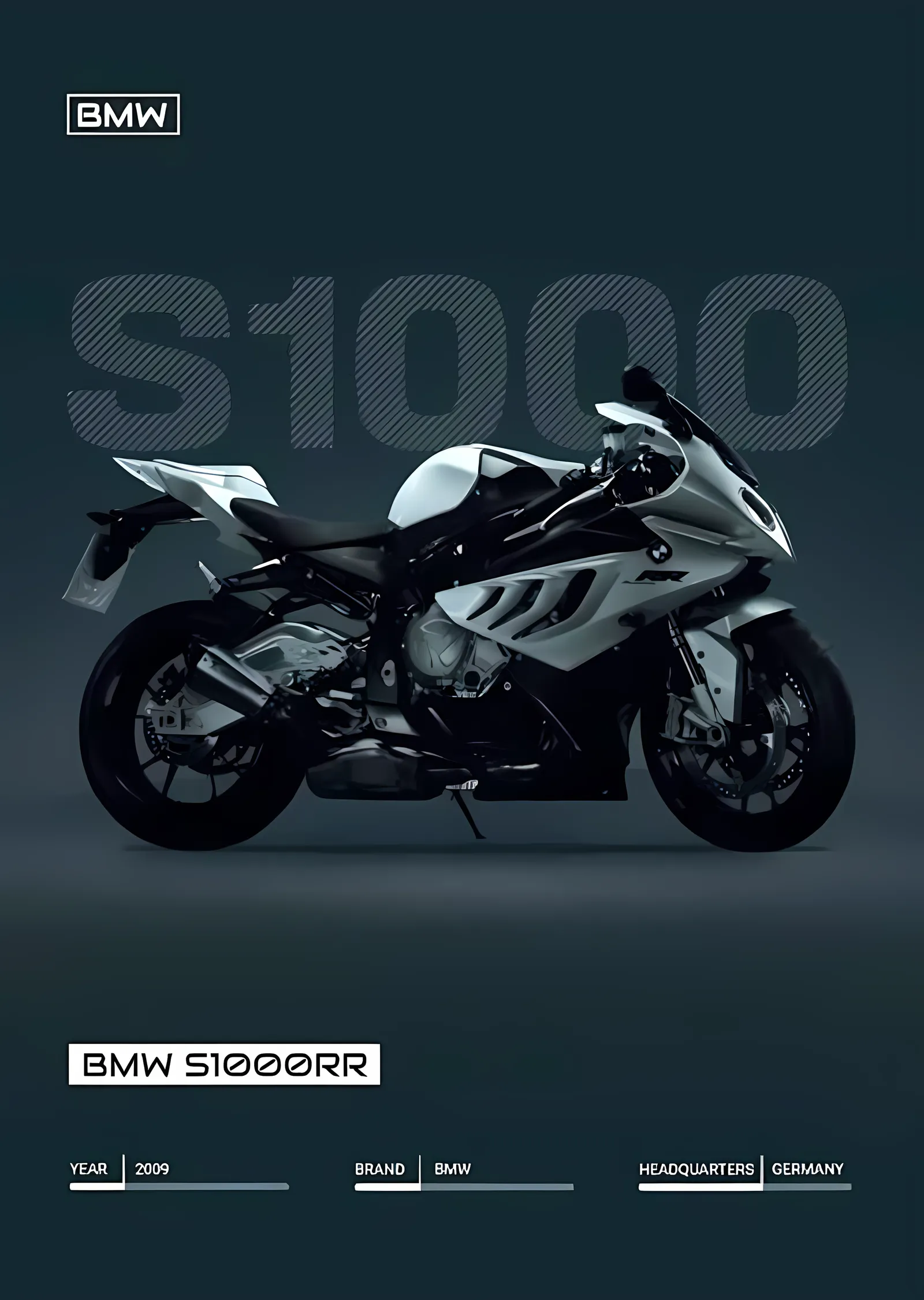 BMW S 1000 RR - Gri Zemin metal tablo