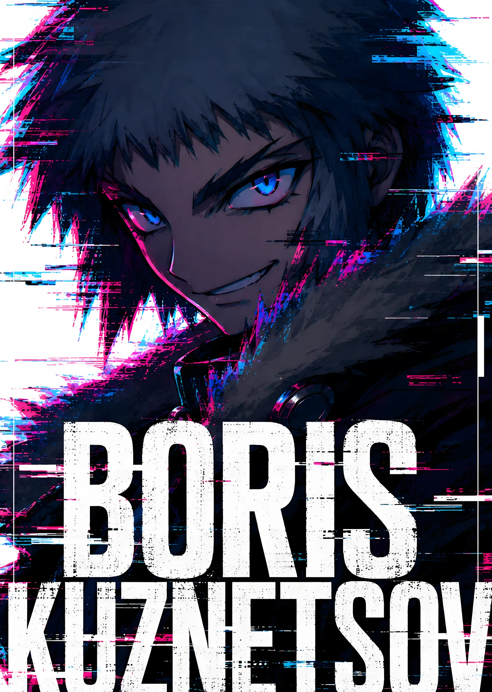 Boris Kuznetsov - Glitch Anime Portresi metal tablo