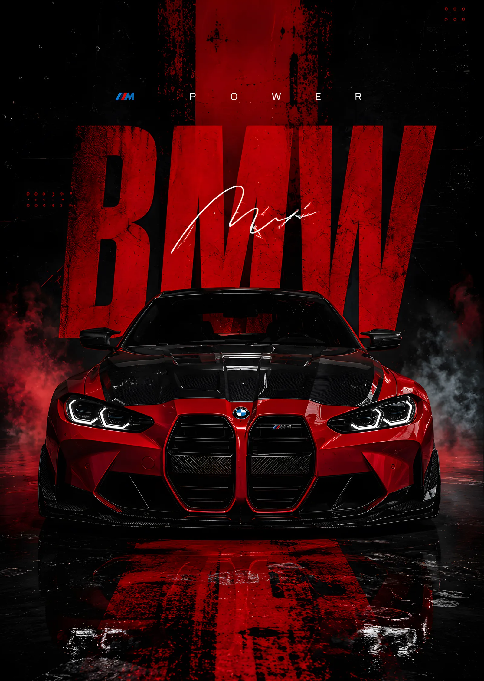 BMW M4 - Kırmızı metal tablo