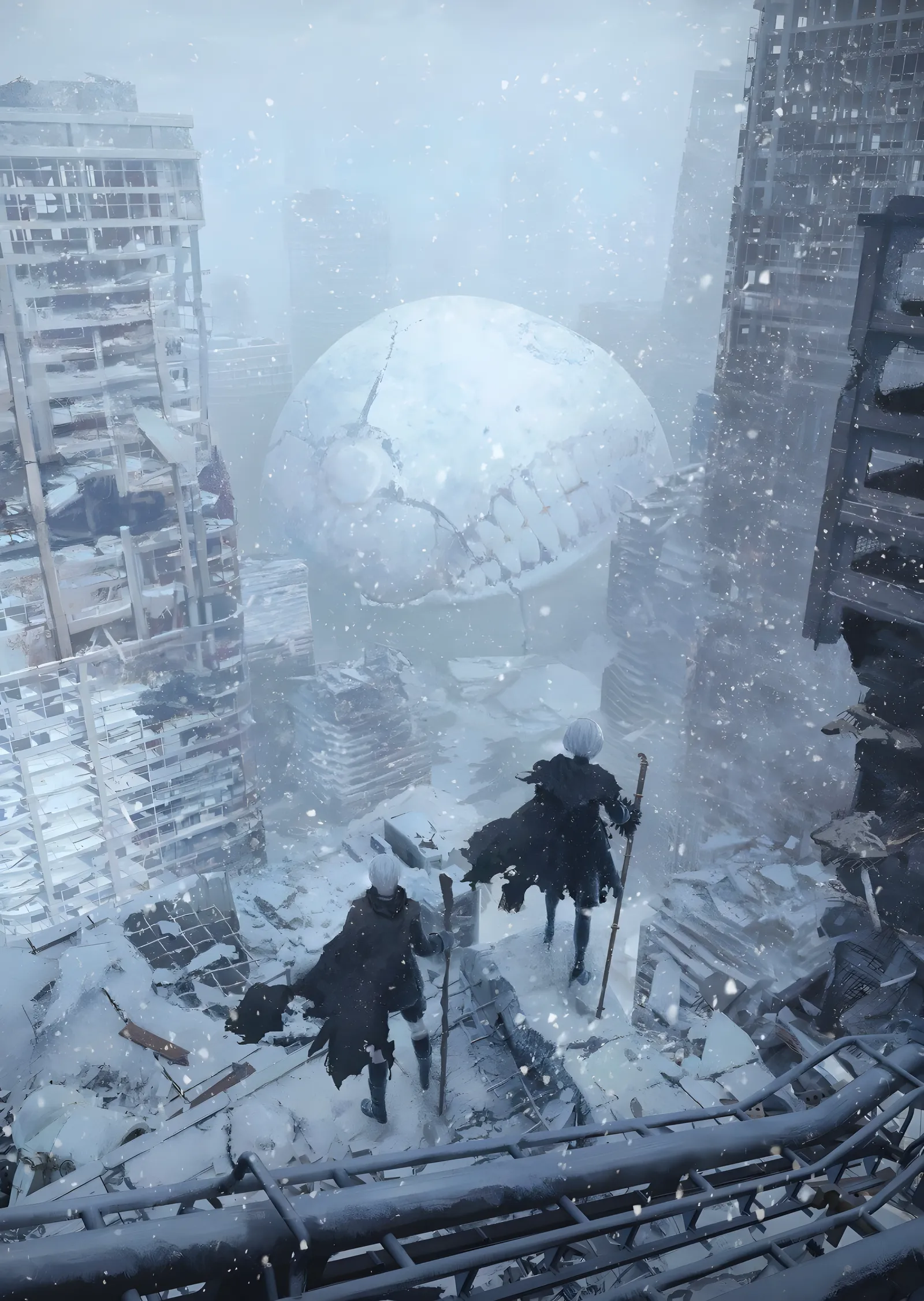 NieR: Karlı Şehir metal tablo