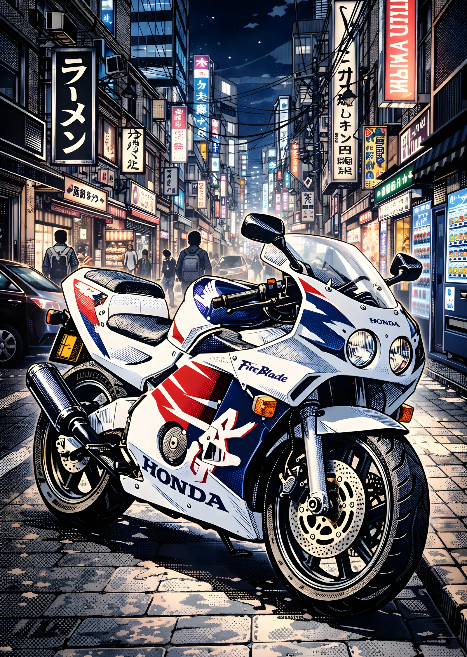 Honda CBR Fireblade - Tokyo Sokağı metal tablo