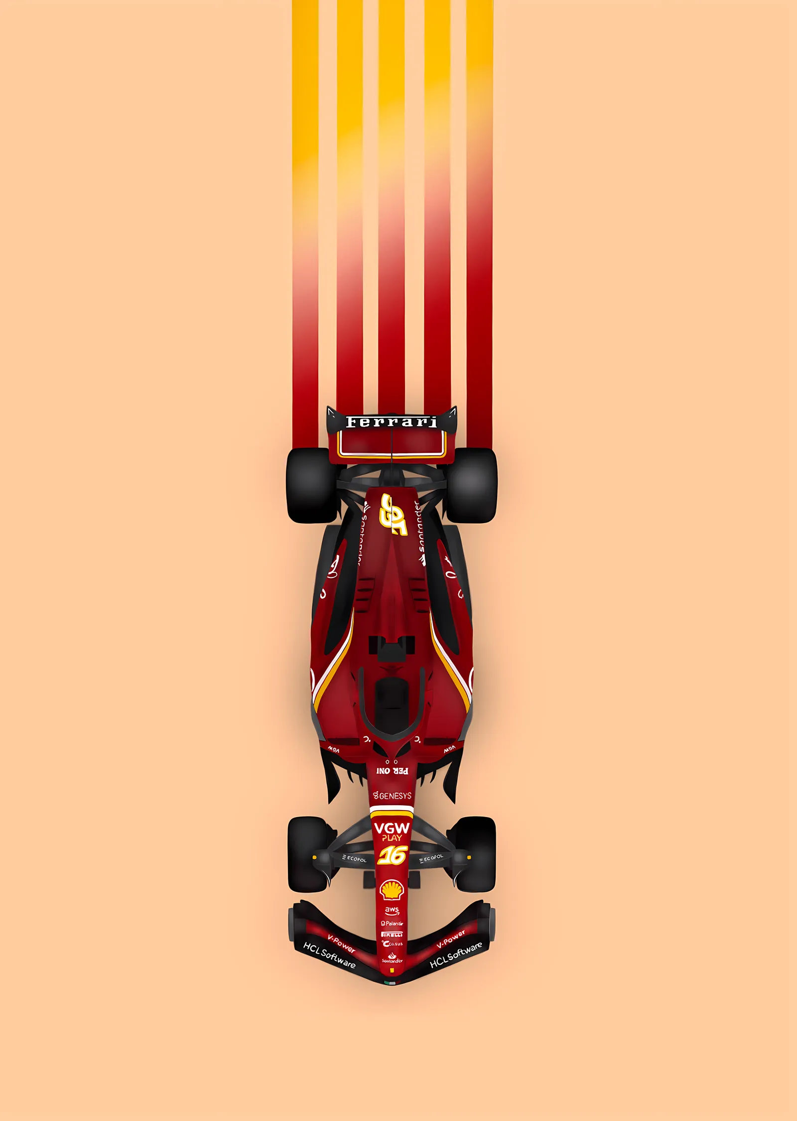 Ferrari Formula 1 Yarış Arabası: Stilize İllüstrasyon metal tablo
