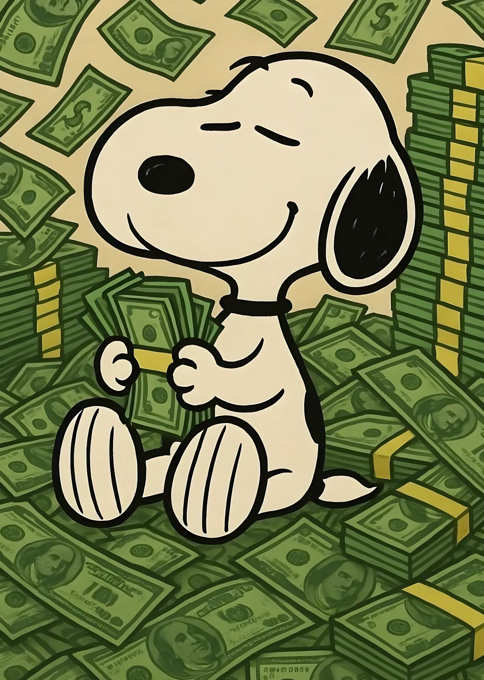 Snoopy: Para Yığını metal tablo