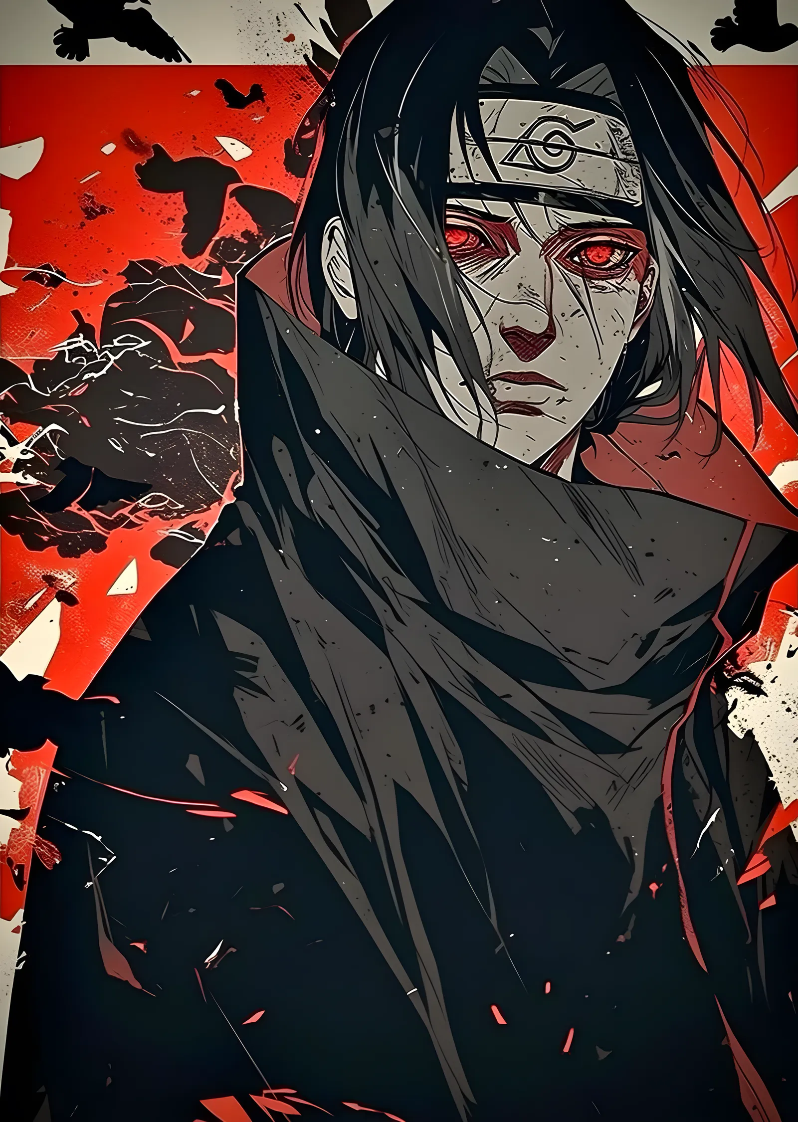 Naruto - Uchiha Itachi: Kızıl Bulutlar metal tablo