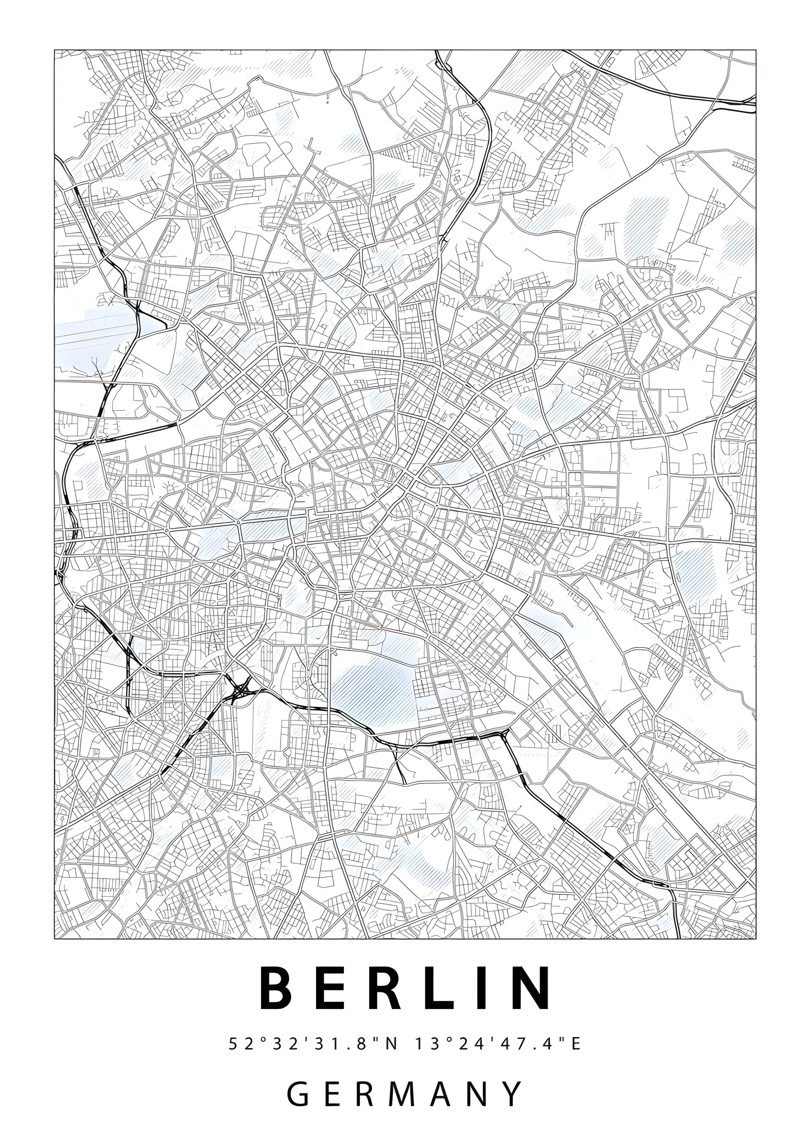 Berlin Germany City Map metal tablo
